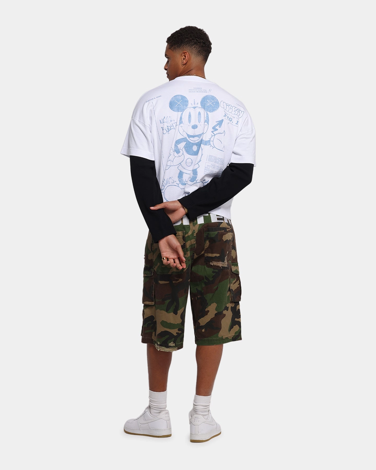 StretchFit Multipanel Construction American Thrift Disney Mickey Prototype II Long Sleeve T-Shirt White