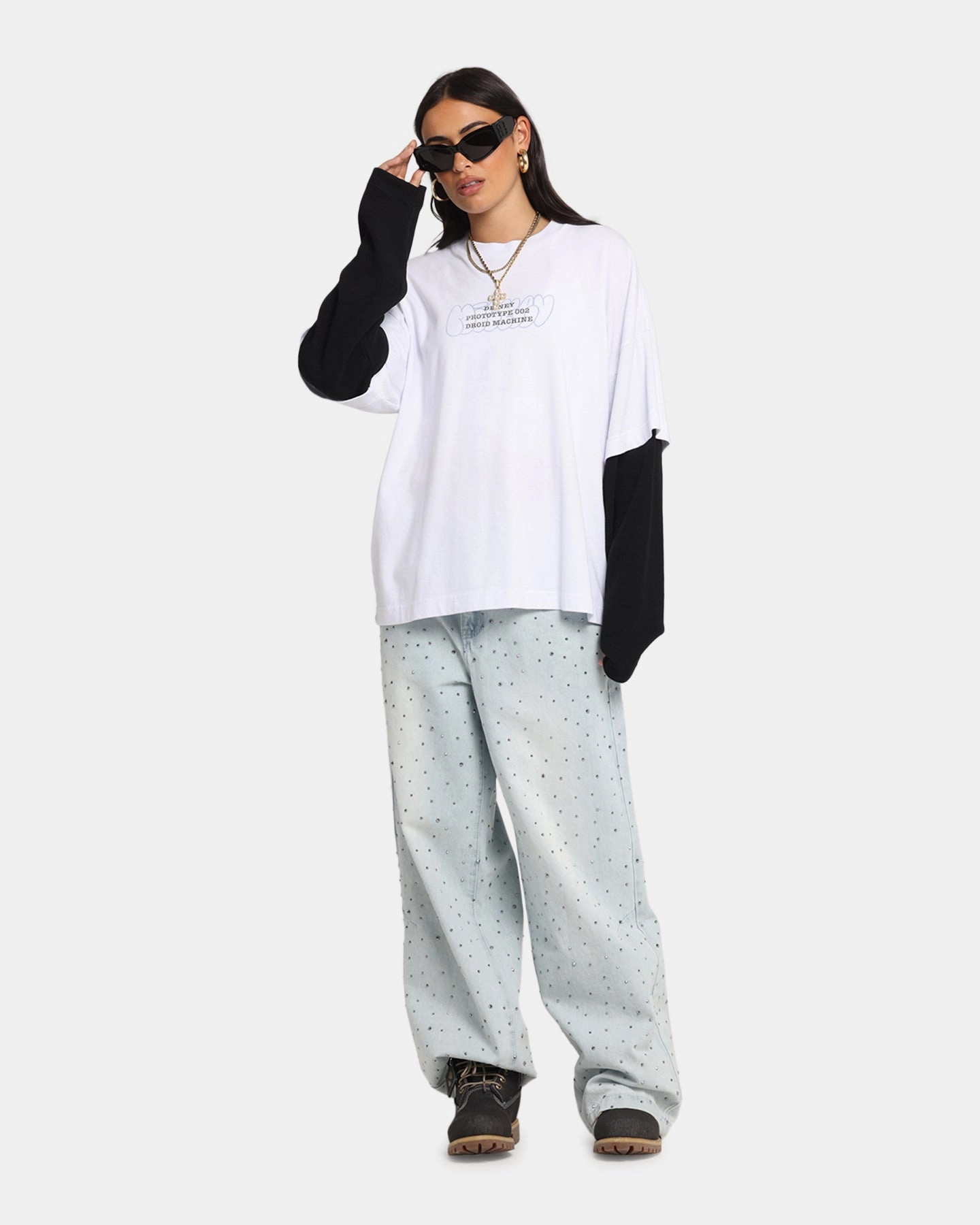 Hidden Storage Pockets FourWayStretch American Thrift Disney Mickey Prototype II Long Sleeve T-Shirt White