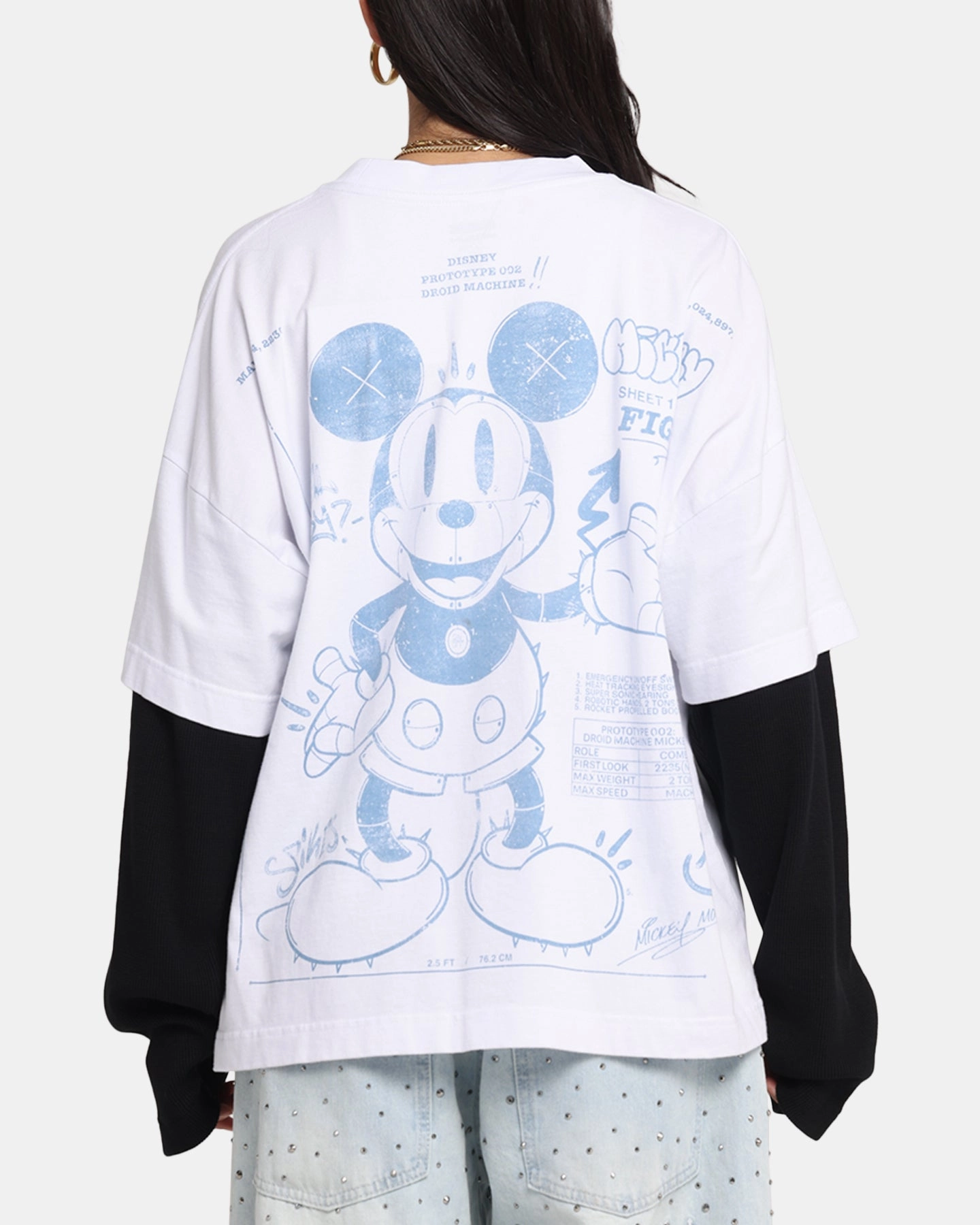 American Thrift Disney Mickey Prototype II Long Sleeve T-Shirt White Summer Sweater