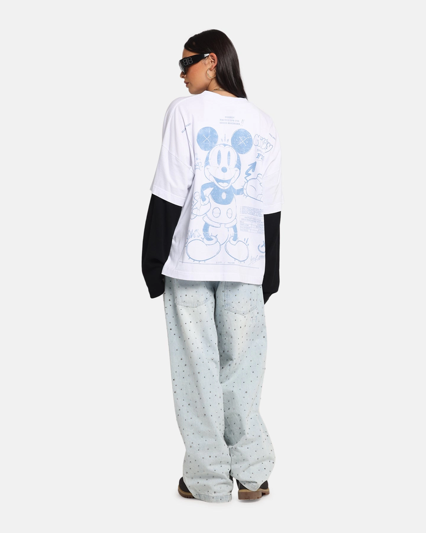 HighDensity Knit American Thrift Disney Mickey Prototype II Long Sleeve T-Shirt White