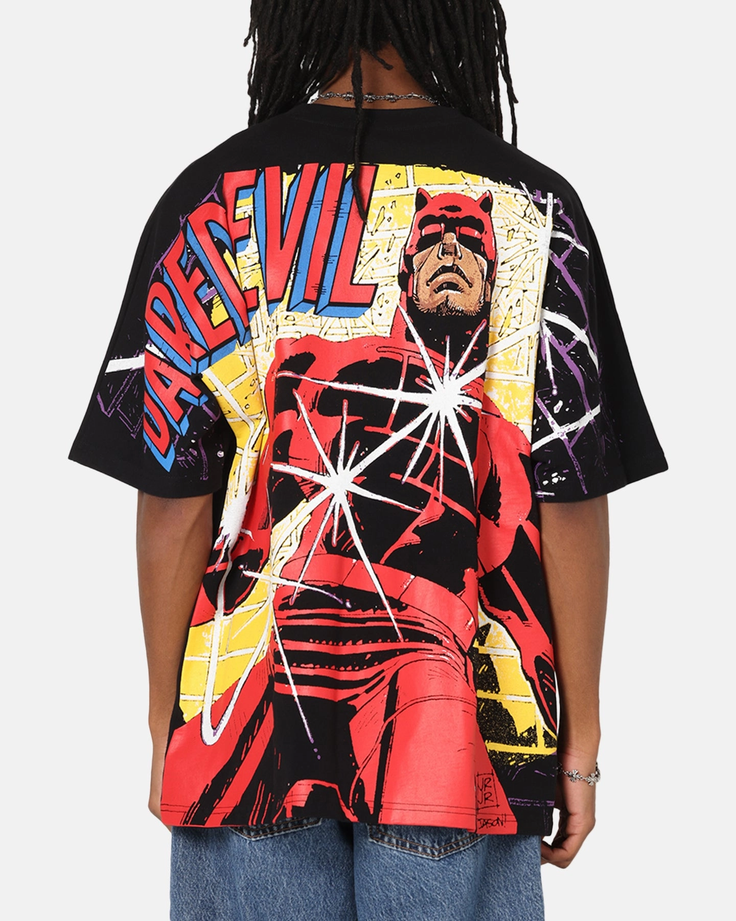 American Thrift Marvel Daredevil All Over Print T-Shirt Black HygienicCoating Soft Hoodie