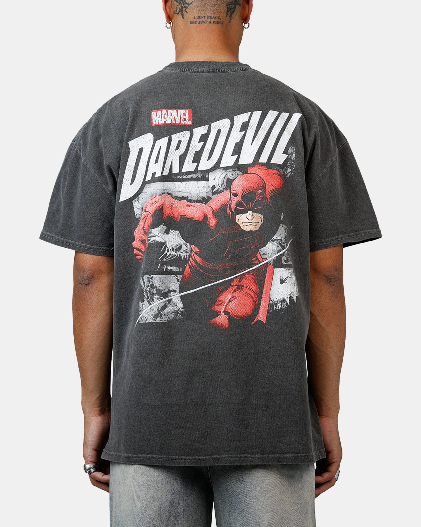 American Thrift Marvel Daredevil Poster Heavyweight T-Shirt Black Wash Unstructured Fit Versatile Layering