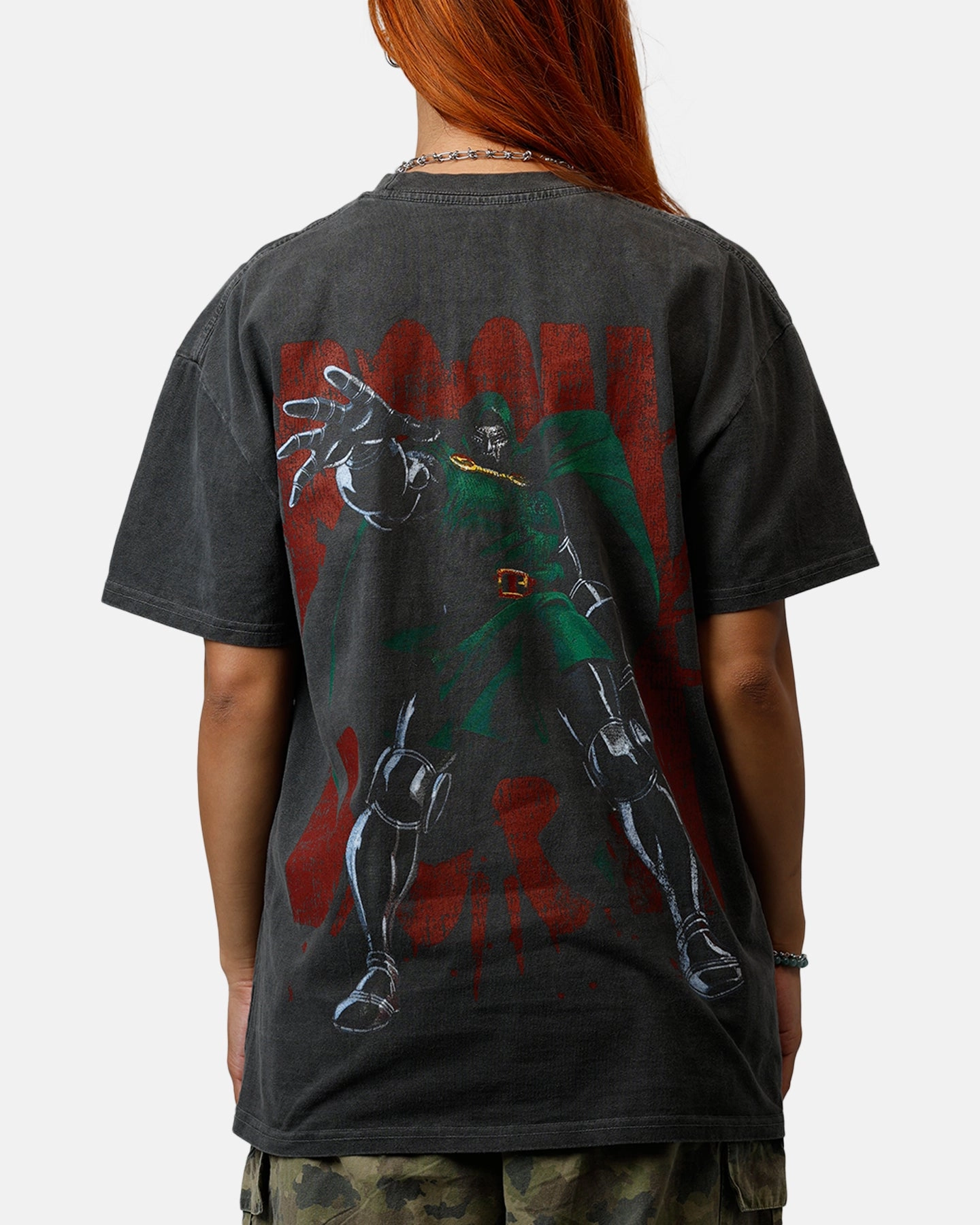 Raw Edge Detail American Thrift Marvel Doctor Doom Heavyweight T-Shirt Black Wash