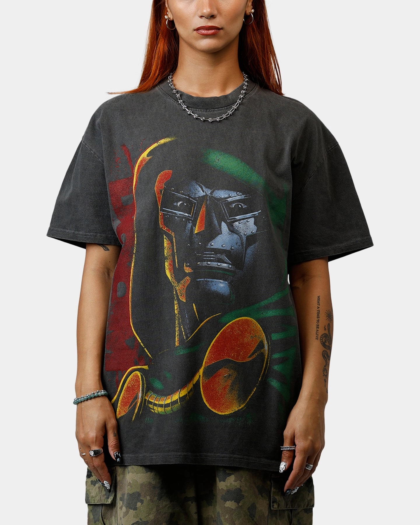 American Thrift Marvel Doctor Doom Heavyweight T-Shirt Black Wash OdorResistant Coating