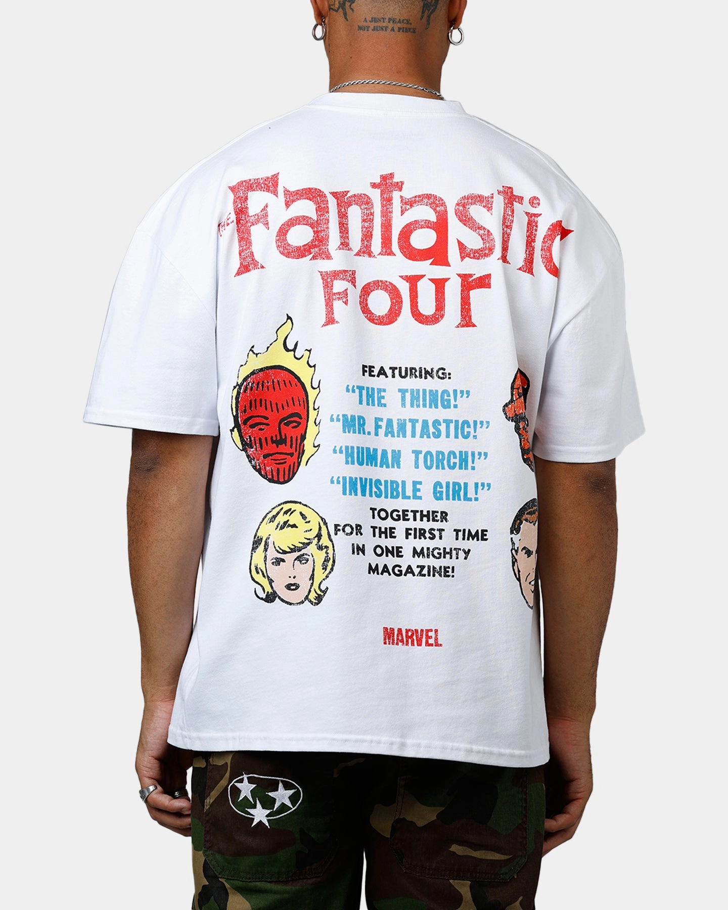 American Thrift Marvel Fantastic Four Group Vintage T-Shirt White CompressionFit