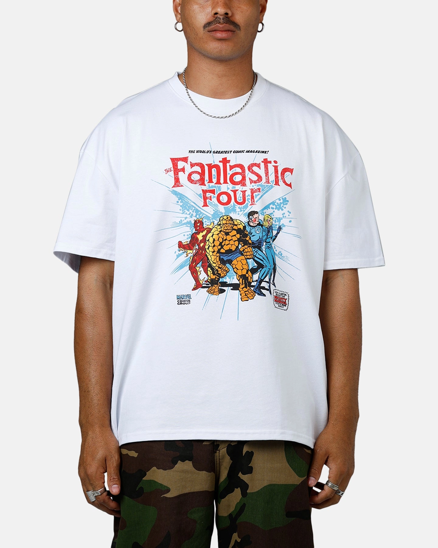 AirflowOptimized Design Bamboo Fiber Fabric American Thrift Marvel Fantastic Four Group Vintage T-Shirt White