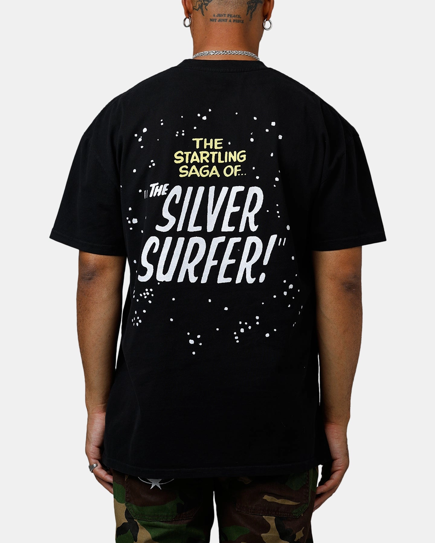 American Thrift Marvel Fantastic Four Silver Surfer Vintage T-Shirt Black Tactile Soft Texture Simple Dress
