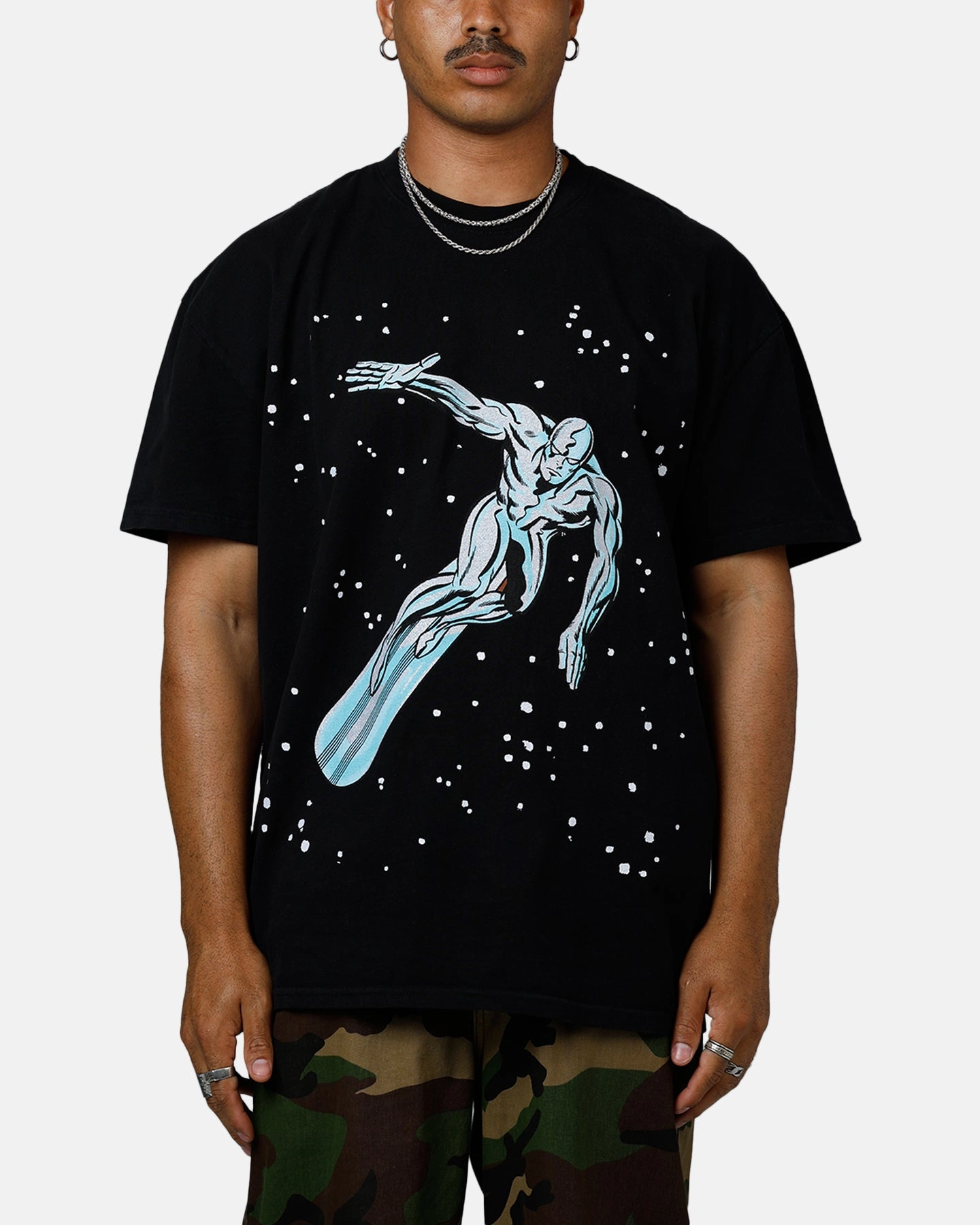 Durable Double Stitching American Thrift Marvel Fantastic Four Silver Surfer Vintage T-Shirt Black