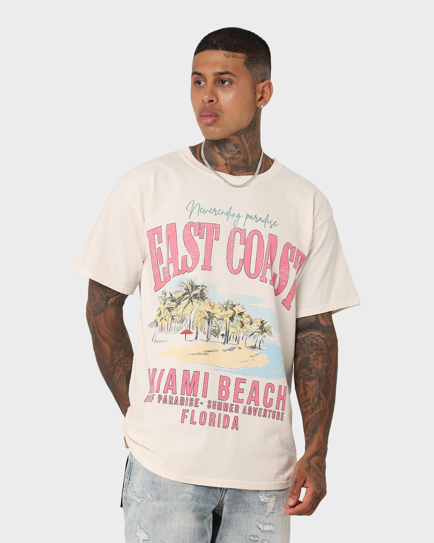 American Thrift Miami Beach Vintage T-Shirt Off White Stylish Hoodie