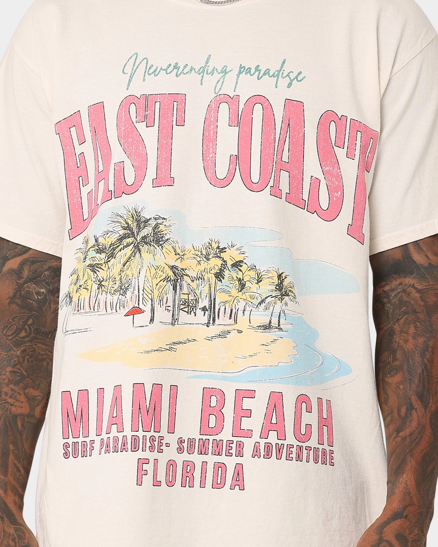 Wind Resistant Fabric American Thrift Miami Beach Vintage T-Shirt Off White