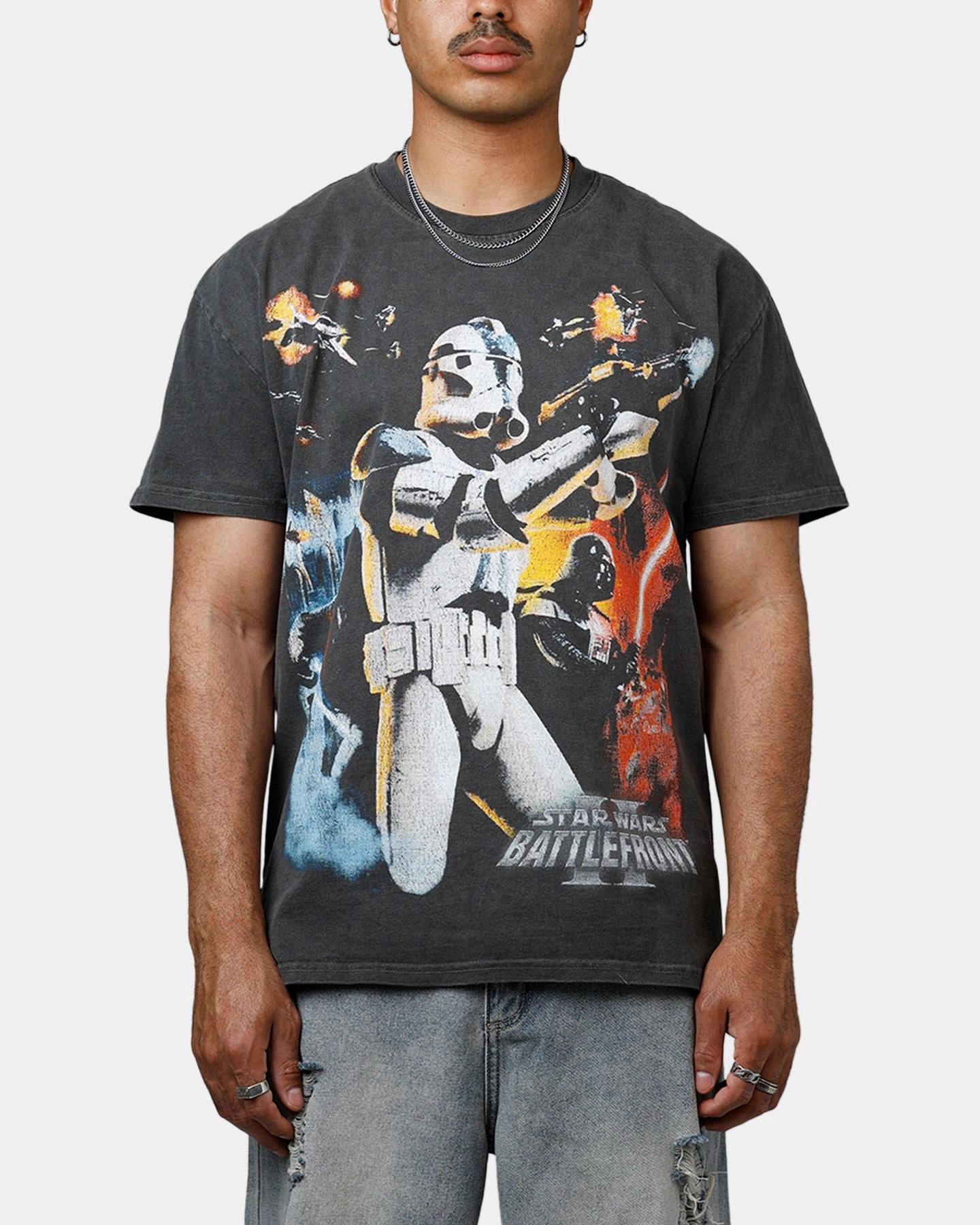 ButtonlessClosure American Thrift Star Wars Battlefront 2 Heavyweight T-Shirt Black Wash