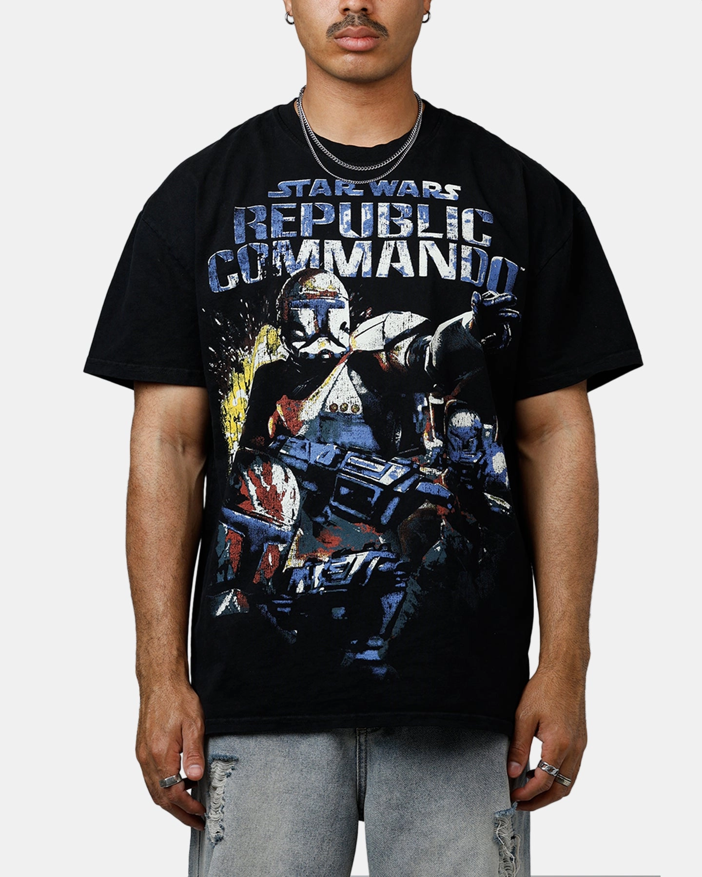 Reflective Accent Trim Airflow Optimized Weave American Thrift Star Wars Battlefront Republic Commando Heavyweight T-Shirt Black