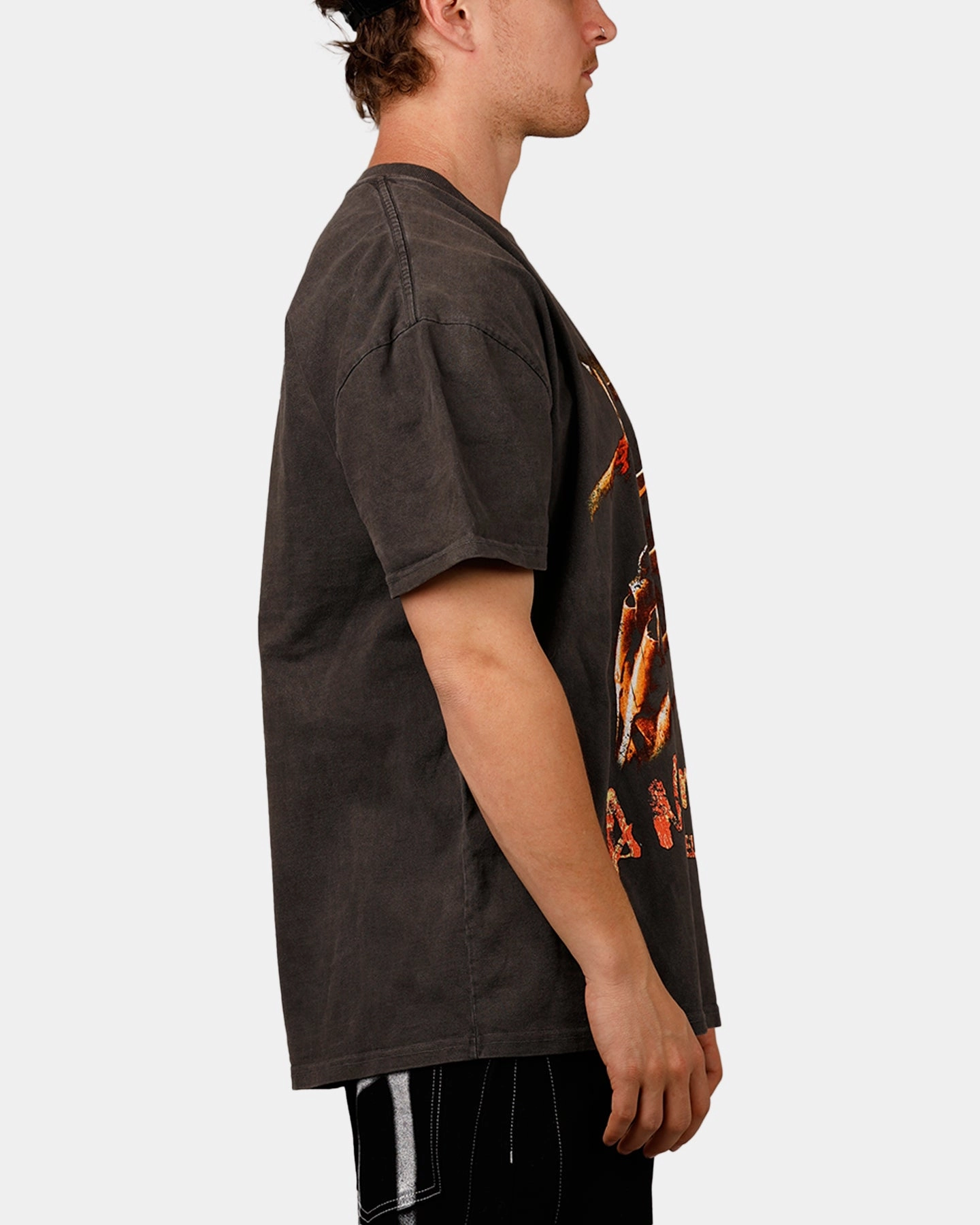 Ultra Soft Handfeel Grid Back Panel American Thrift X A Nightmare on Elm Street 'Horror Classics' Claw Heavyweight T-Shirt Black Wash