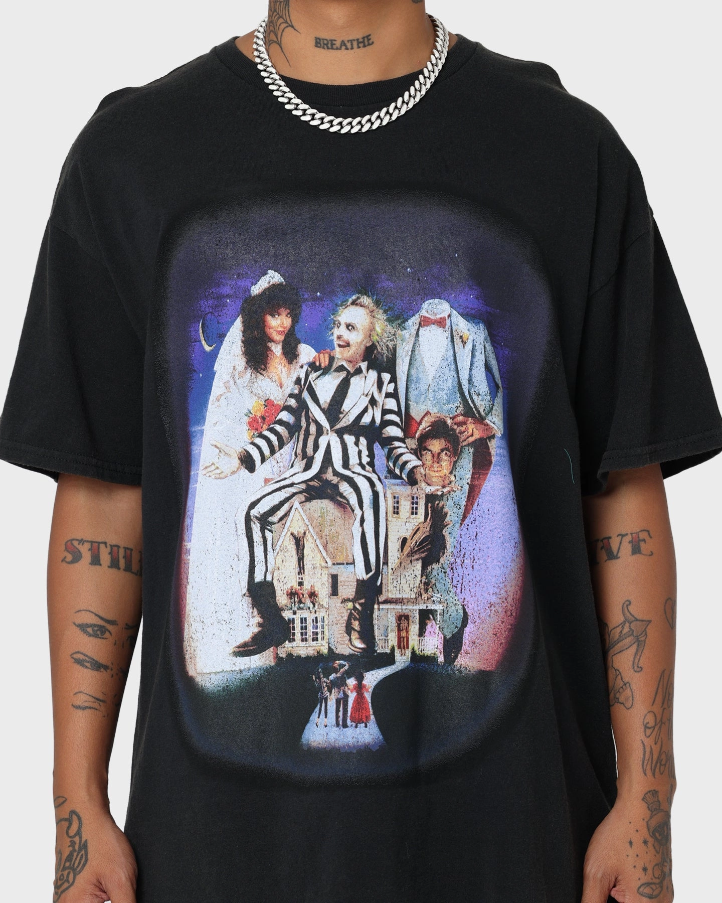 Sporty Sweatshirt American Thrift X Beetlejuice Beetlejuice Vintage T-Shirt Black Wash