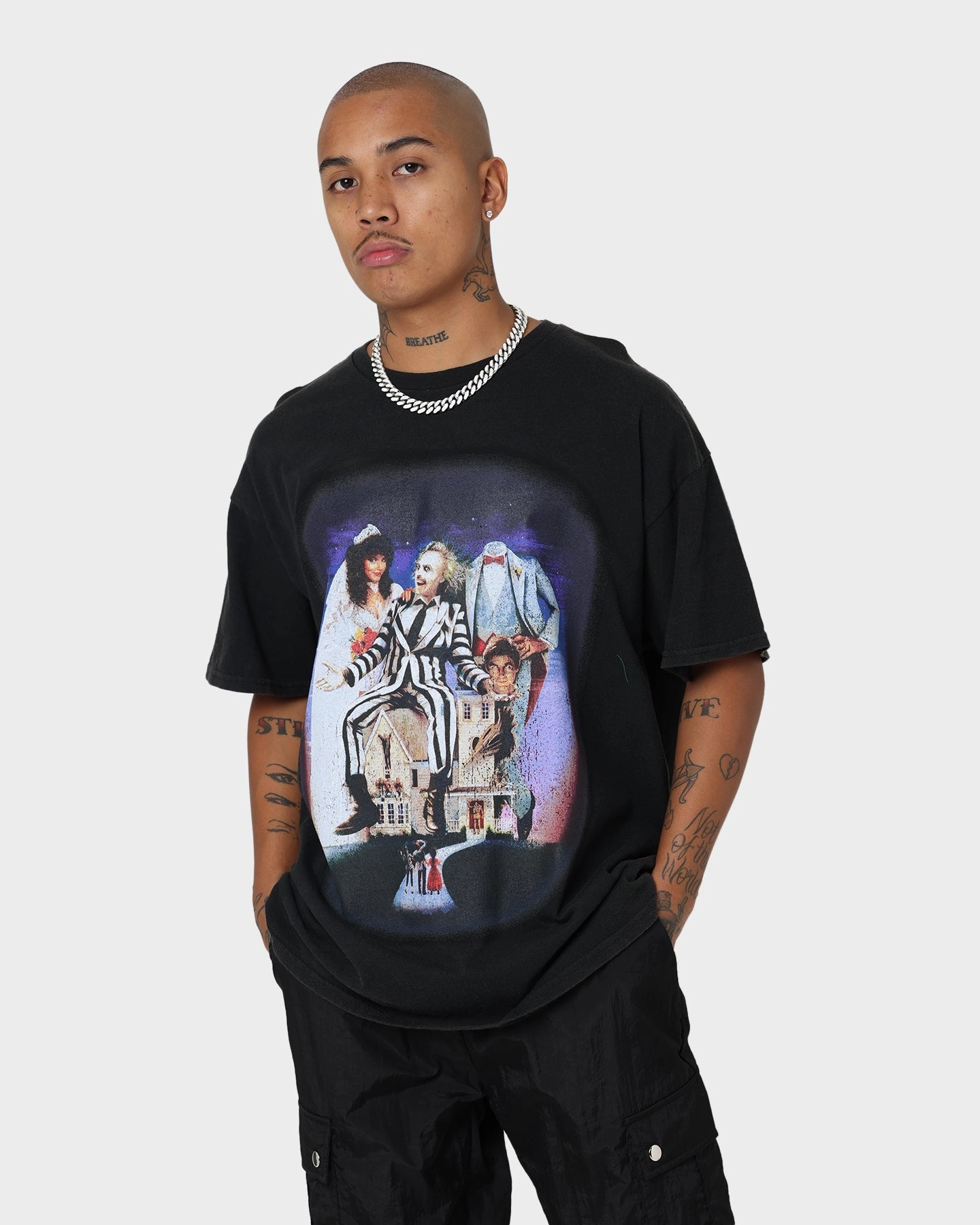 Full Coverage Fit American Thrift X Beetlejuice Beetlejuice Vintage T-Shirt Black Wash