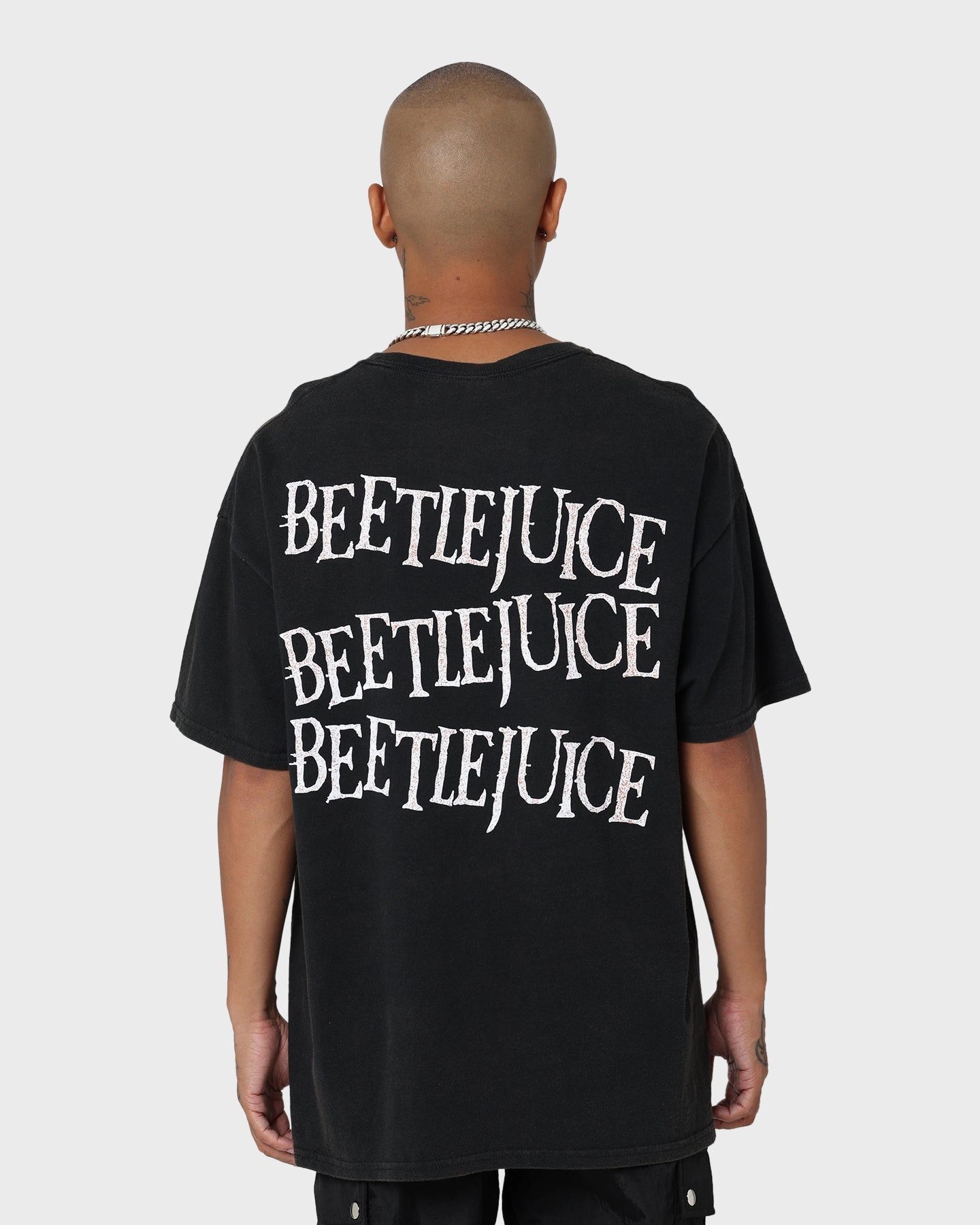 American Thrift X Beetlejuice Beetlejuice Vintage T-Shirt Black Wash Sporty Sweatshirt Biodegradable Fiber Blend