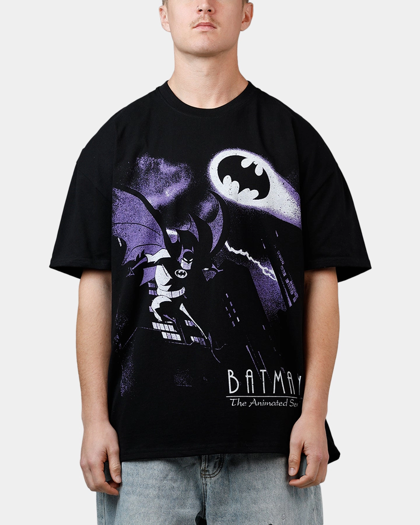 American Thrift X DC Batman The Animated Series Heavyweight T-Shirt Black BrushedInnerSurface AntiStaticFabric