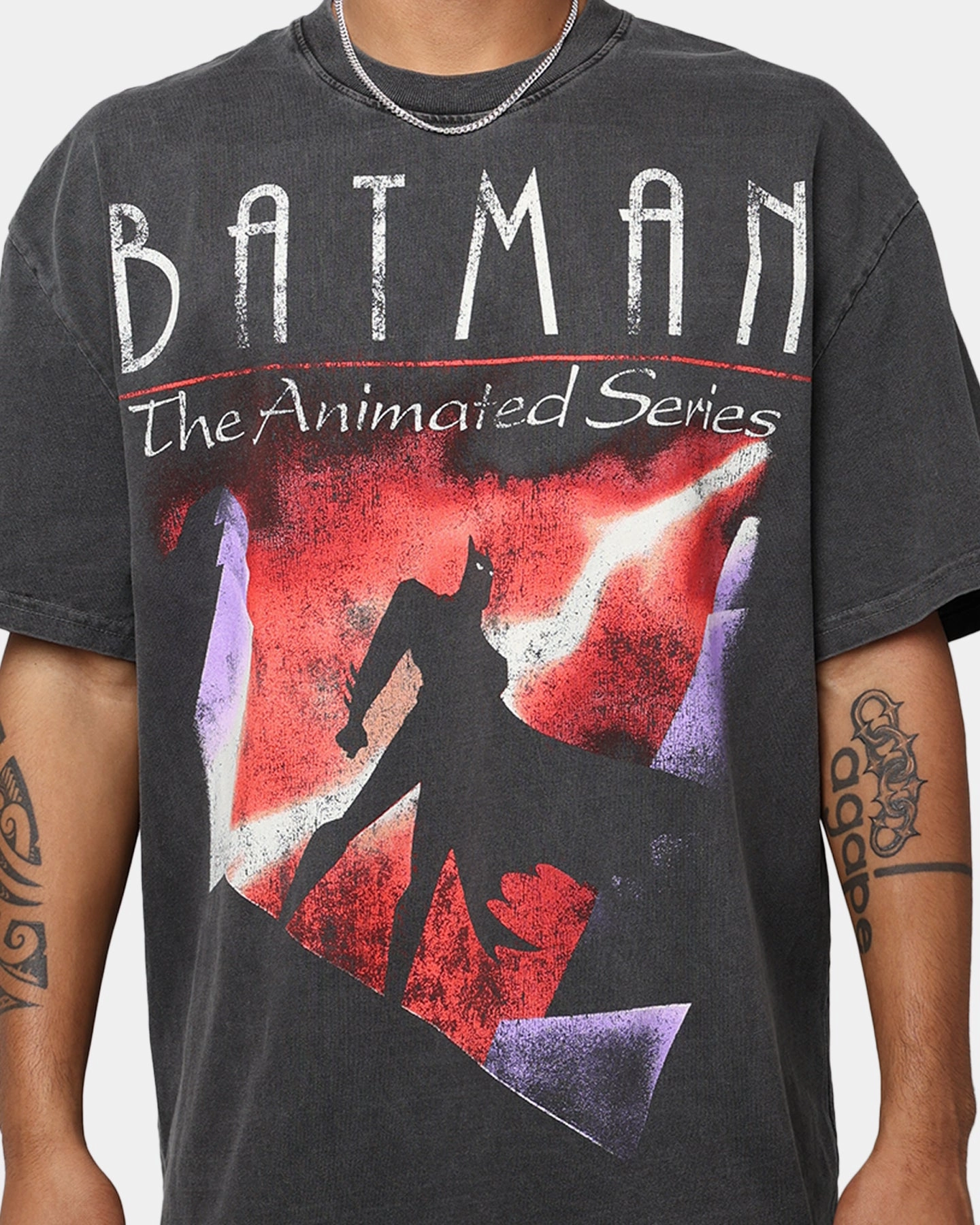 Stretch Blouse American Thrift X DC Batman The Animated Series Heavyweight Vintage T-Shirt Washed Black
