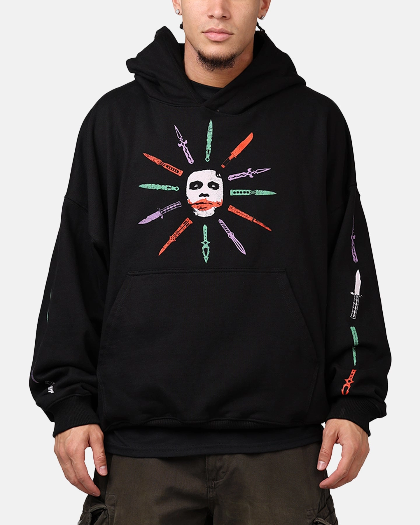 American Thrift X DC Batman The Joker Scars Premium Hoodie Black AntiStaticInnerLining
