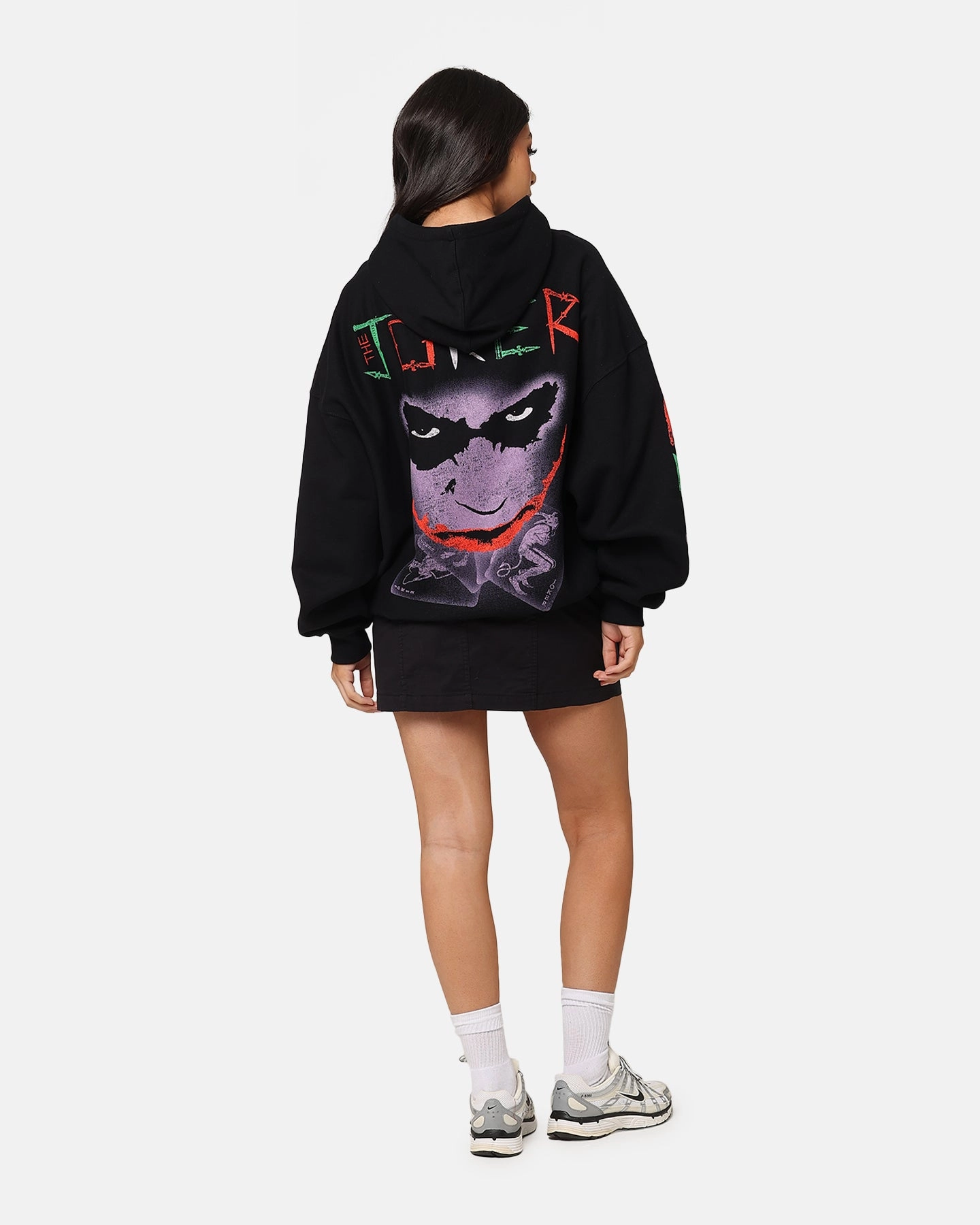 HighDensityFoam Grid Back Panel American Thrift X DC Batman The Joker Scars Premium Hoodie Black