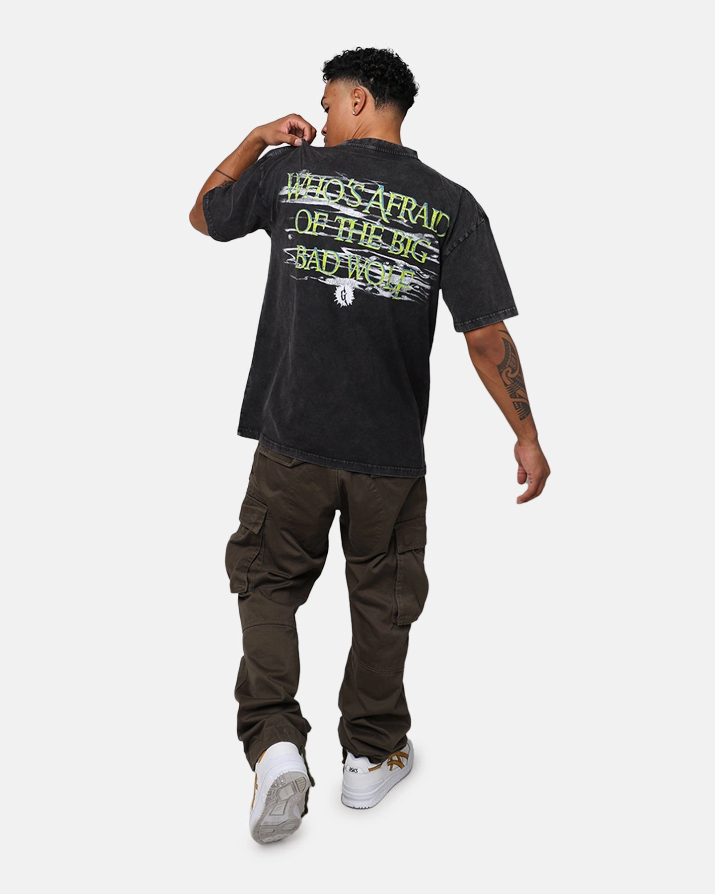 American Thrift X Goosebumps Fever Tree Vintage T-Shirt Black Wash Brushed Microfiber Surface