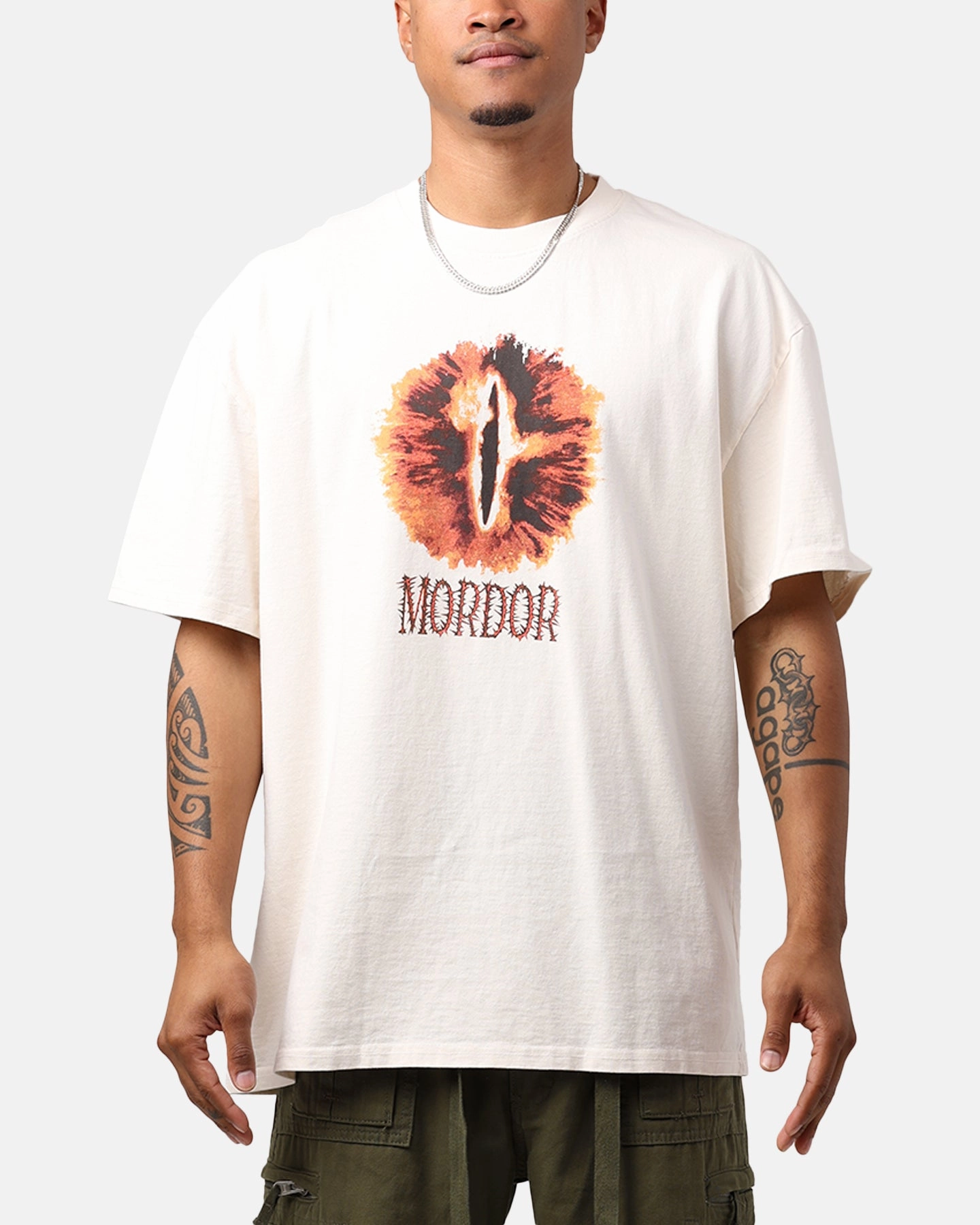 American Thrift X Lord Of The Rings Mordor Heavyweight T-Shirt Off White Noise Reducing Fabric Treatment Contrast Stitching