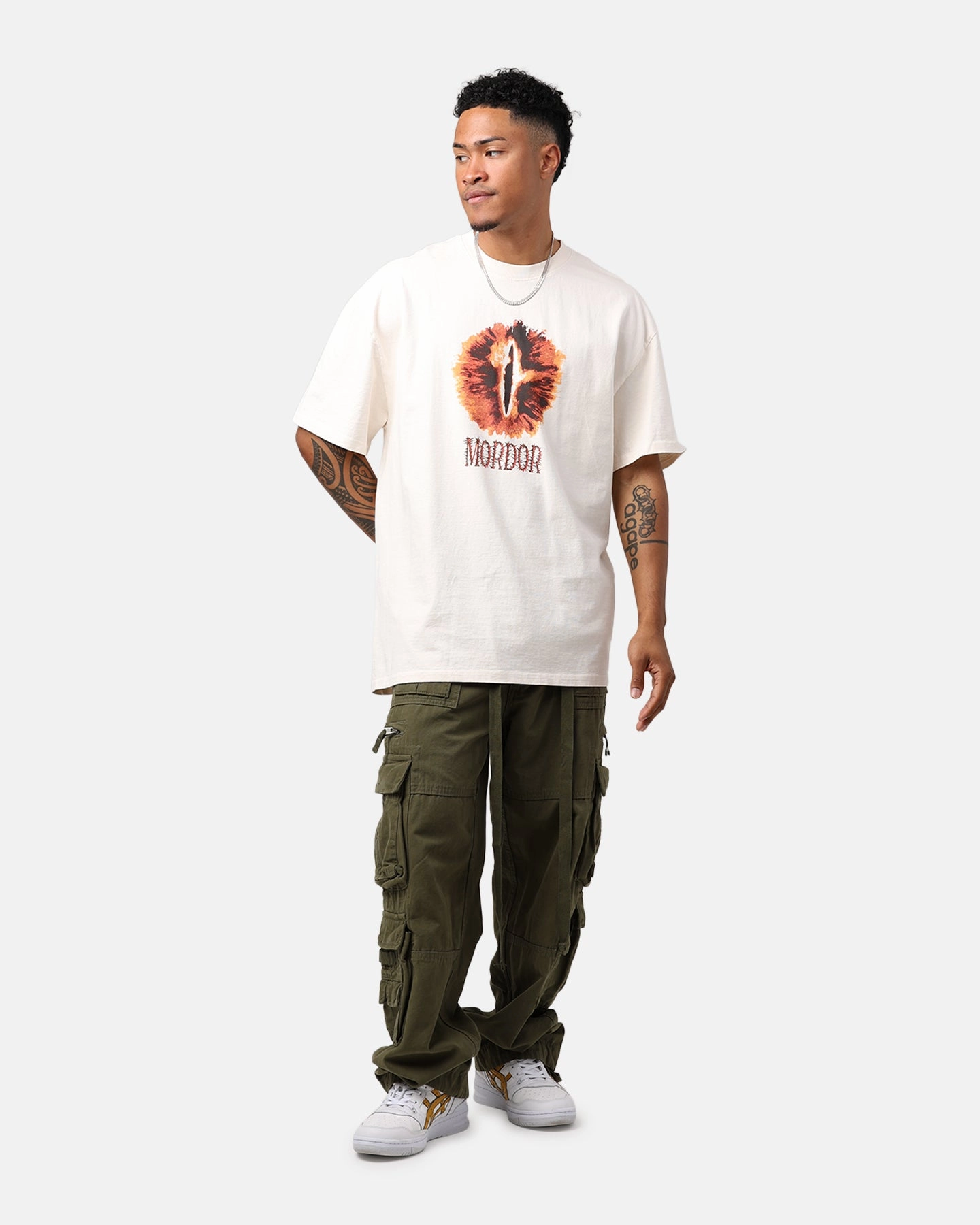 American Thrift X Lord Of The Rings Mordor Heavyweight T-Shirt Off White Athletic Wear Thermal Insulation