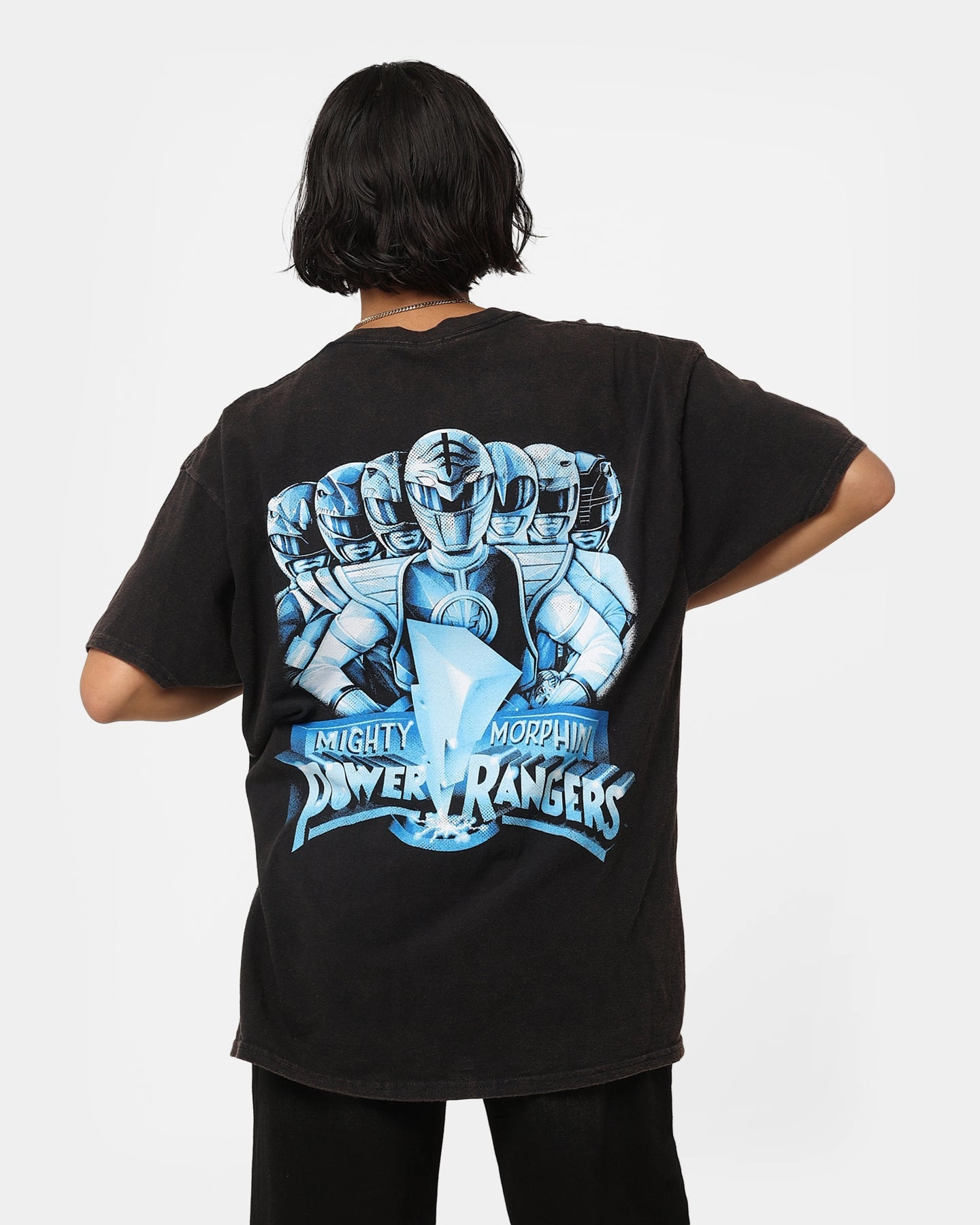 SeamlessDesign Classic Polo American Thrift X Power Rangers Mighty Morphin Vintage T-Shirt Black Wash