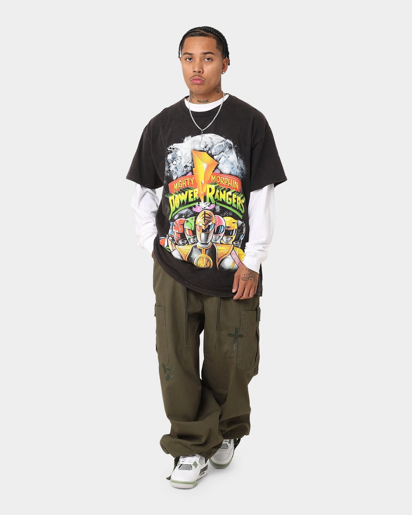 Friction Reducing Finish Compact Thermal Insulation American Thrift X Power Rangers Mighty Morphin Vintage T-Shirt Black Wash