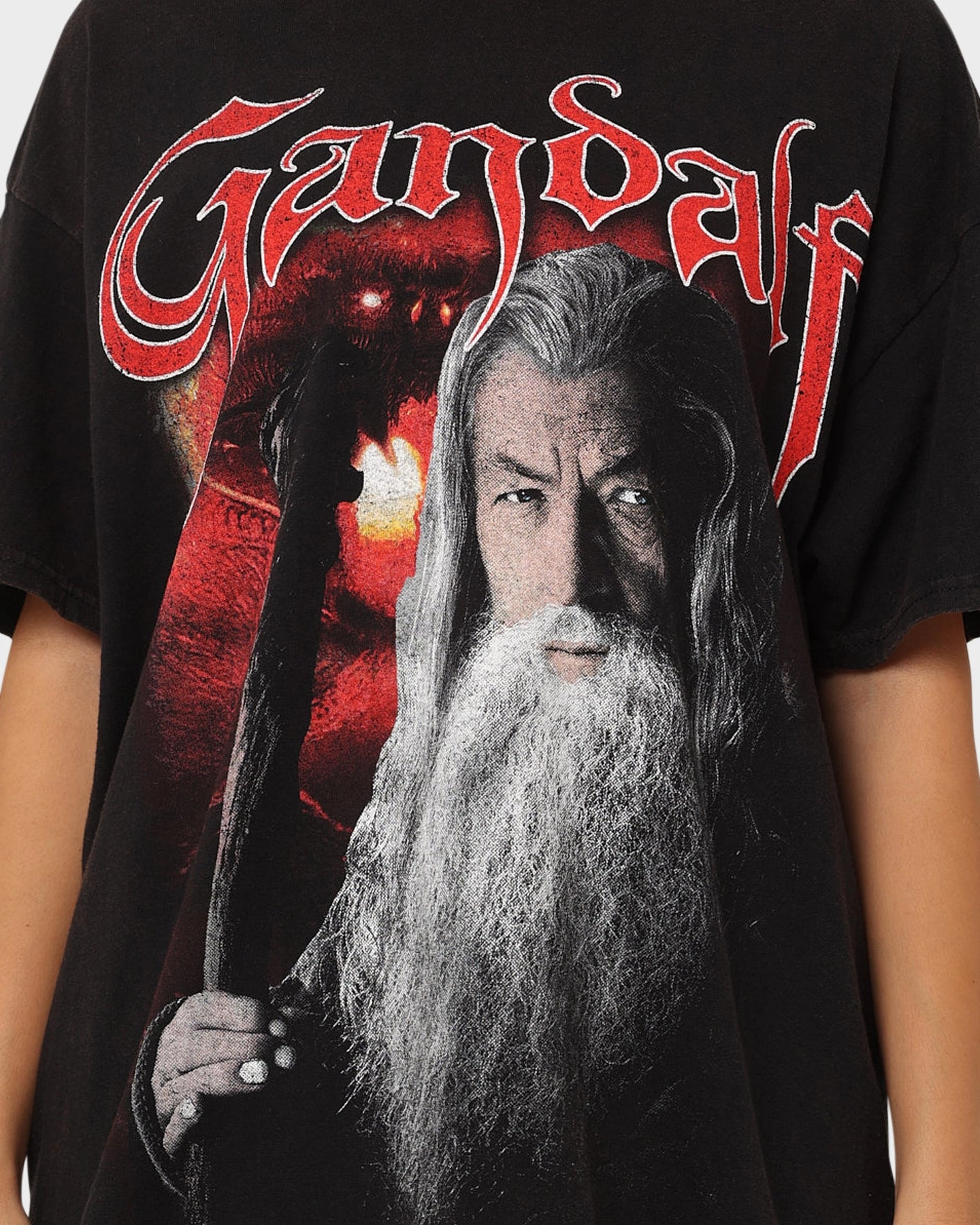 American Thrift X The Lord Of The Rings Gandalf Vintage T-Shirt Black Wash SlimFit CushionedSupport