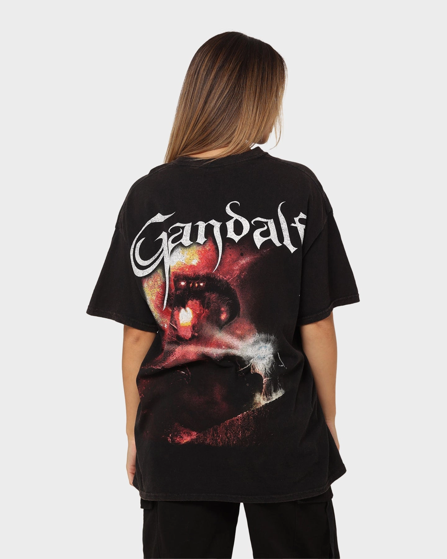 American Thrift X The Lord Of The Rings Gandalf Vintage T-Shirt Black Wash Cozy Sweater Microfiber Blended Fabric