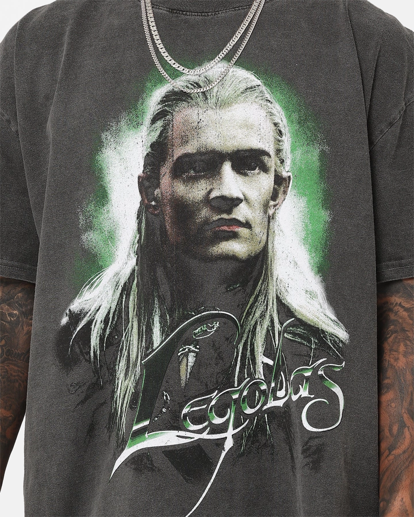 American Thrift X The Lord Of The Rings Legolas Heavyweight Vintage T-Shirt Black Wash Eco friendly materials Lightweight Knit