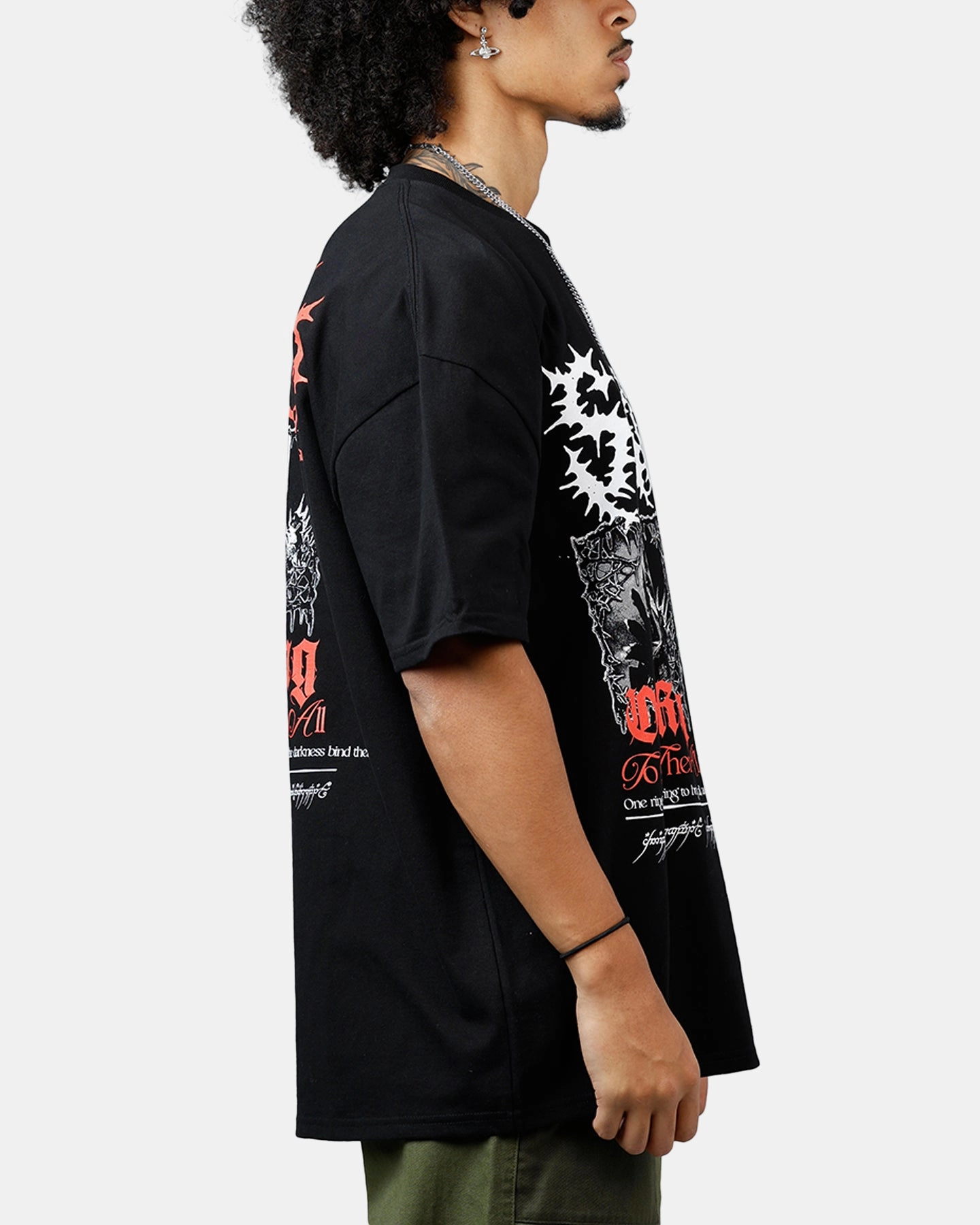 American Thrift X The Lord Of The Rings Sauron Heavyweight T-Shirt Black Circular Knit Technology Hypoallergenic Lining