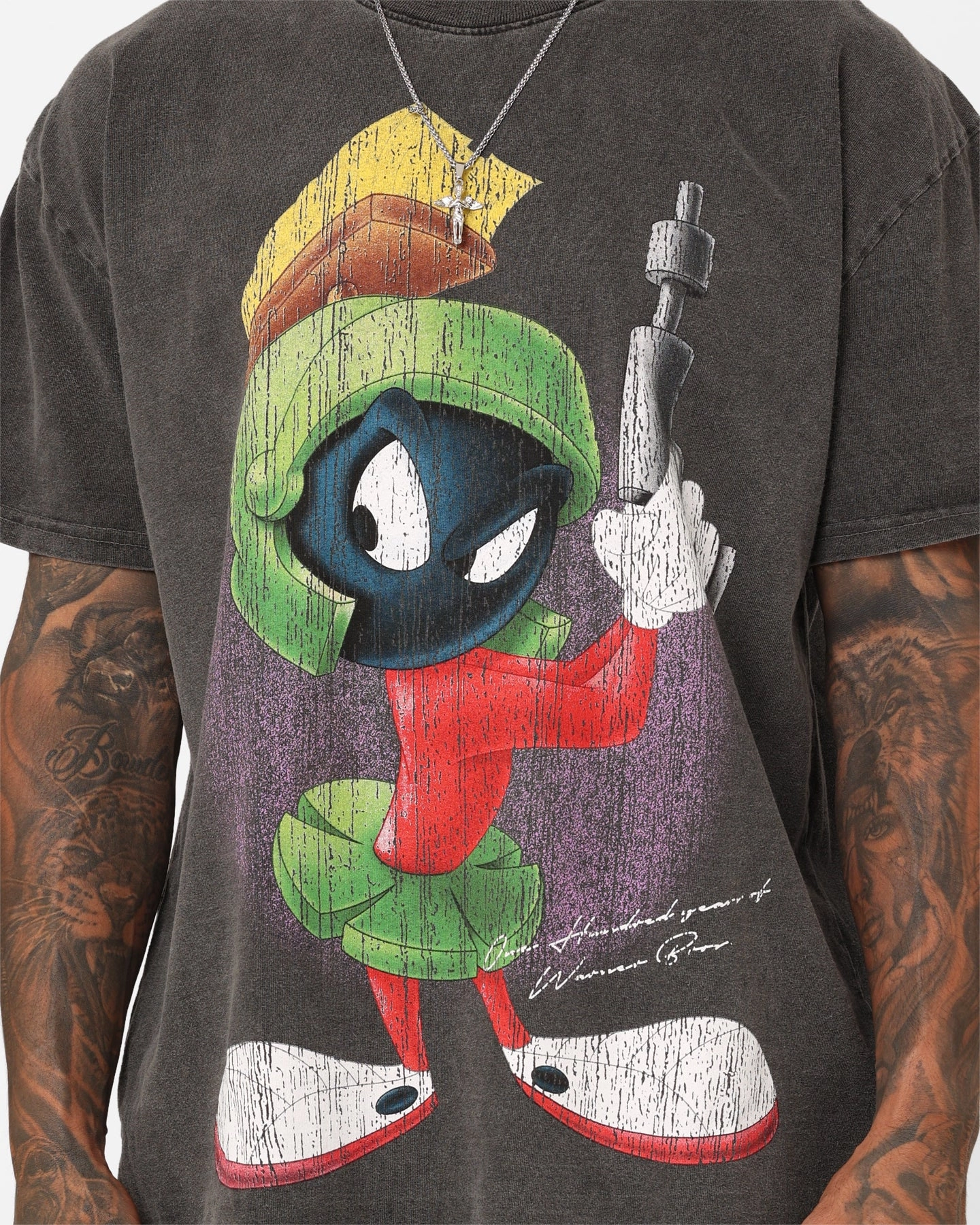 American Thrift X Warner Bros. Marvin The Martian Vintage Heavyweight T-Shirt Black Wash VentilatedArmholes