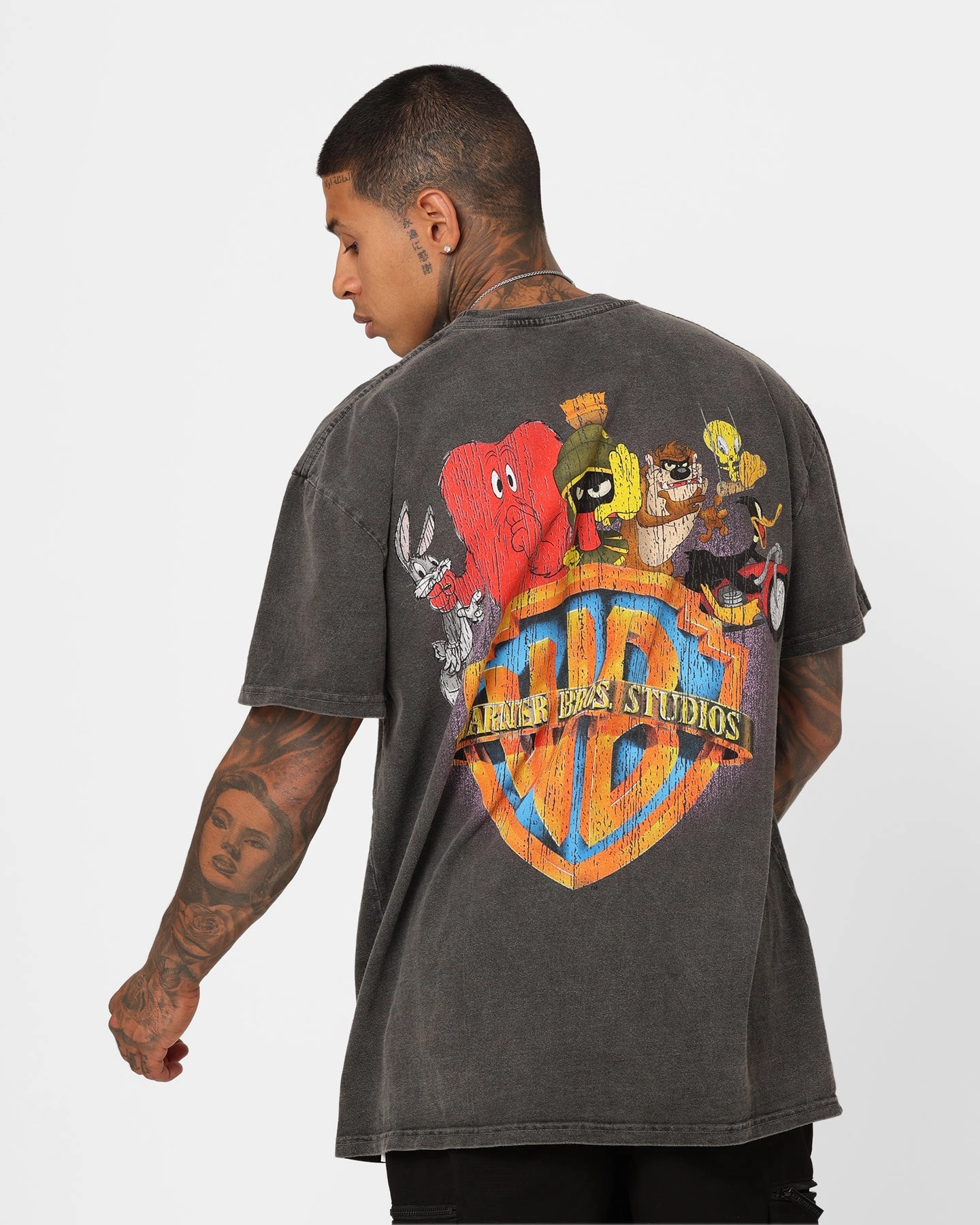 Basic Long Sleeve American Thrift X Warner Bros. Marvin The Martian Vintage Heavyweight T-Shirt Black Wash