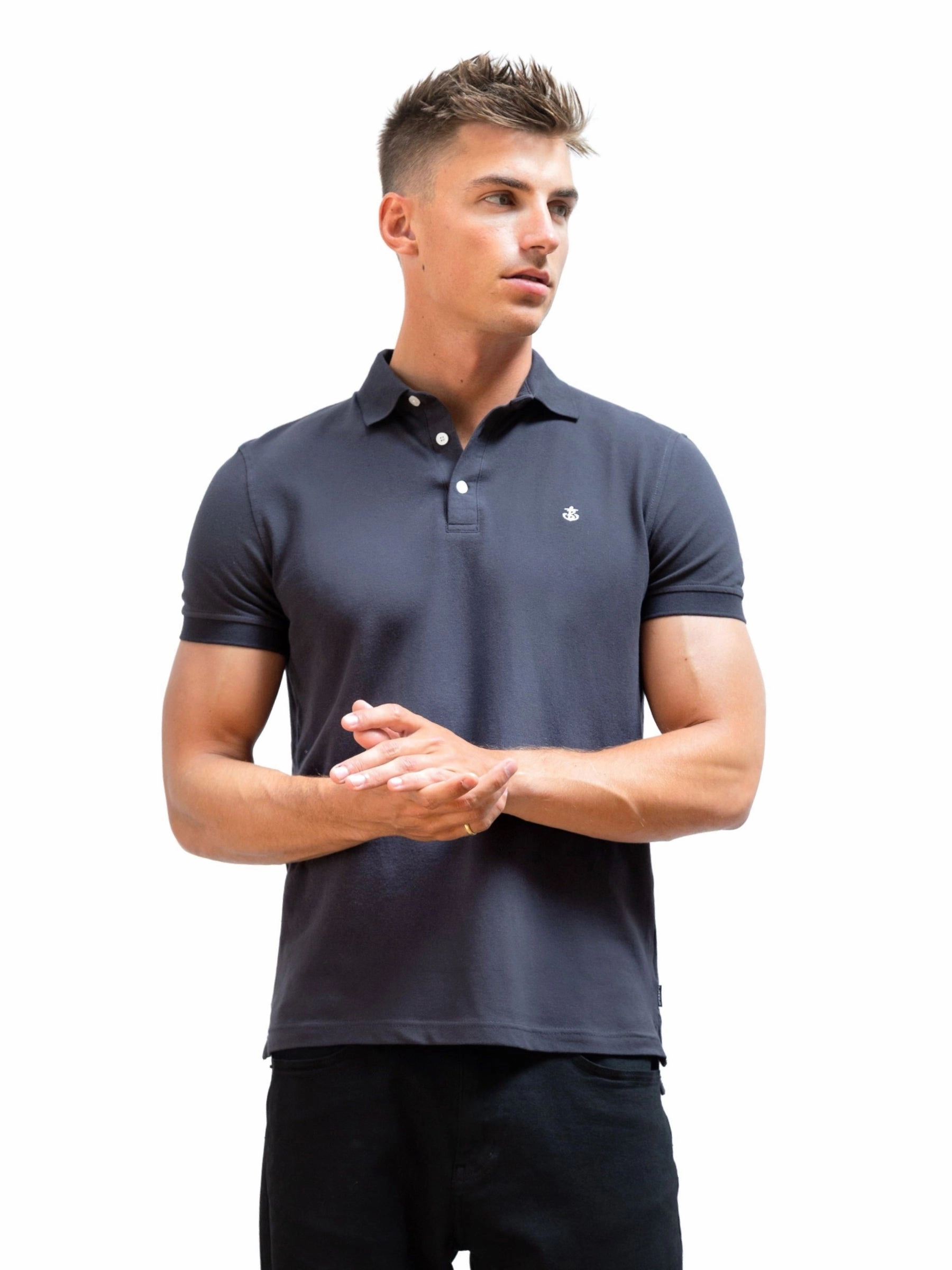 No Slip Shoulder Grip Standalone Option Anchor Polo Shirt - Charcoal