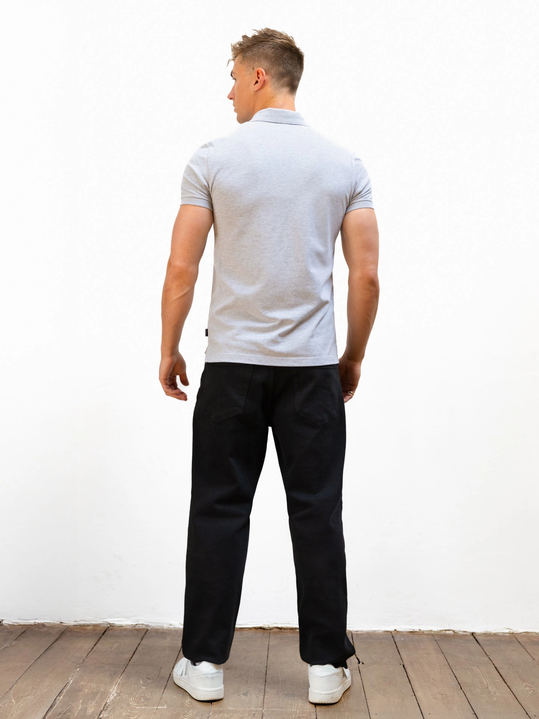 Anchor Polo Shirt - Marl Grey Streetwear