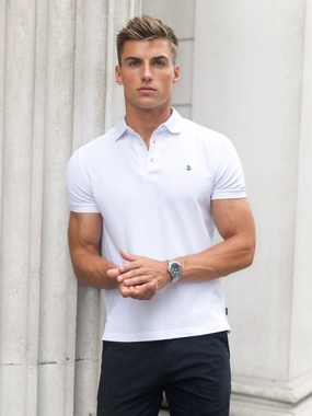 Anchor Polo Shirt - White Fashionable Comfort Tagless Design
