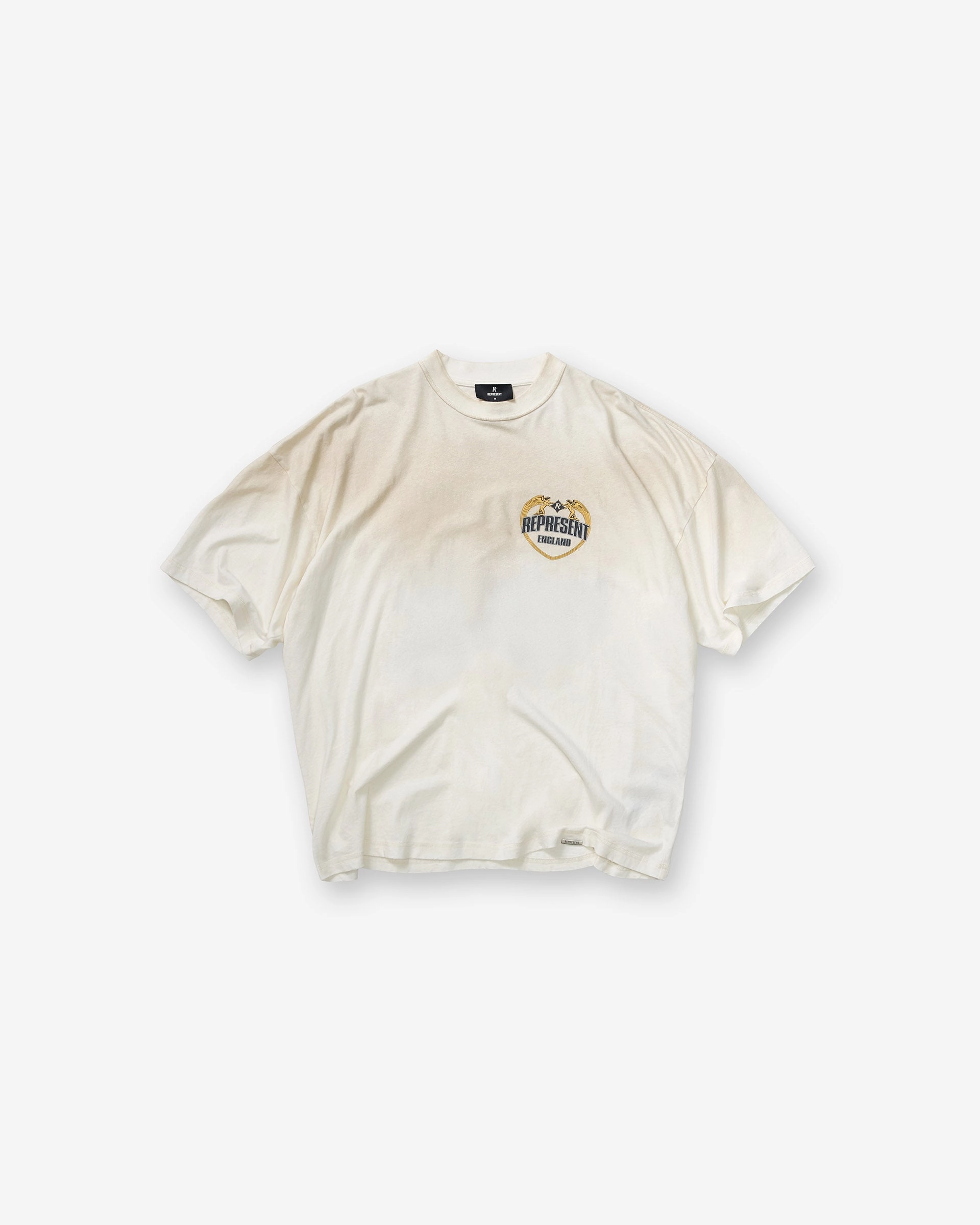 Breathable Mesh Panels Angel Border T-Shirt - Washed Ecru