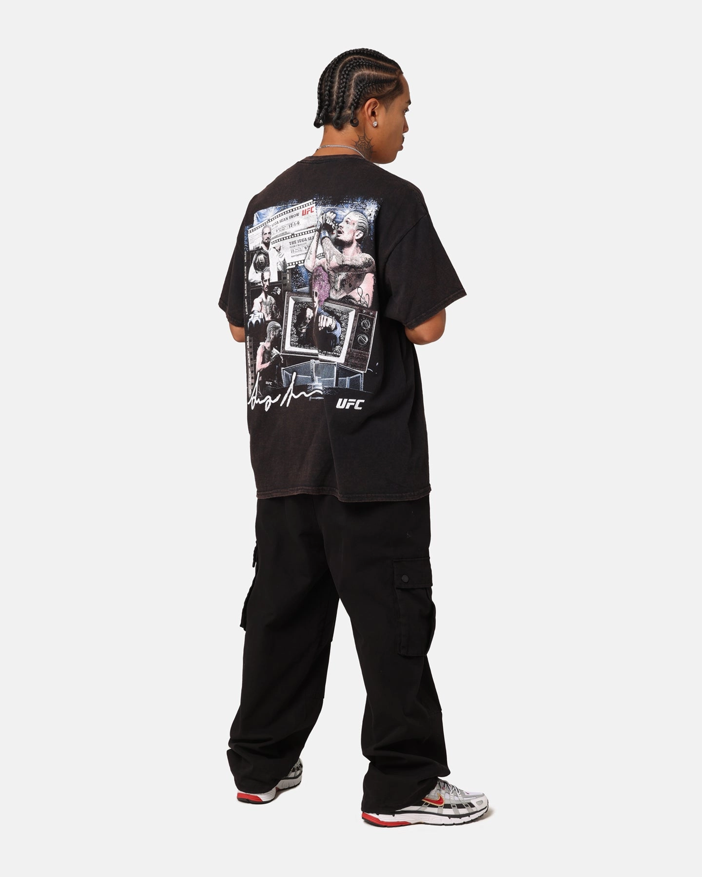 UFC By Goat Crew Suga Show Vintage T-Shirt Black Wash VentilatedMesh Tear Resistant Weave