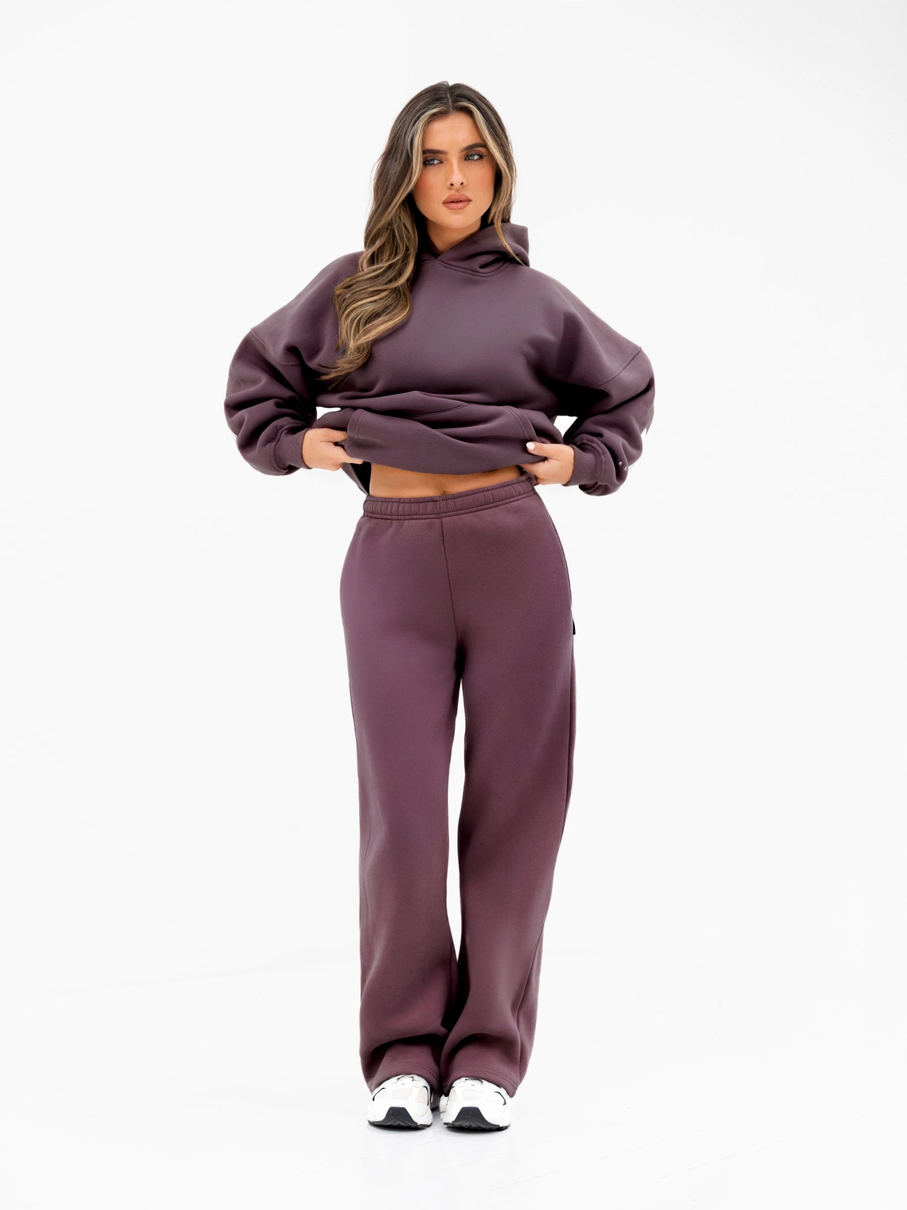 No Ride-Up Slim Look Fit Isabel Wide Leg Sweatpants - Light Plum