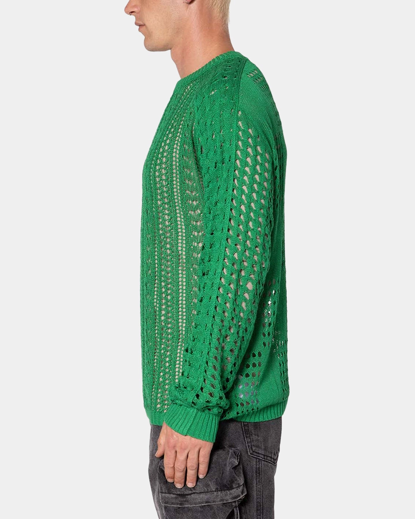 MNML Crochet Knit Sweater Green LowMaintenanceFabric