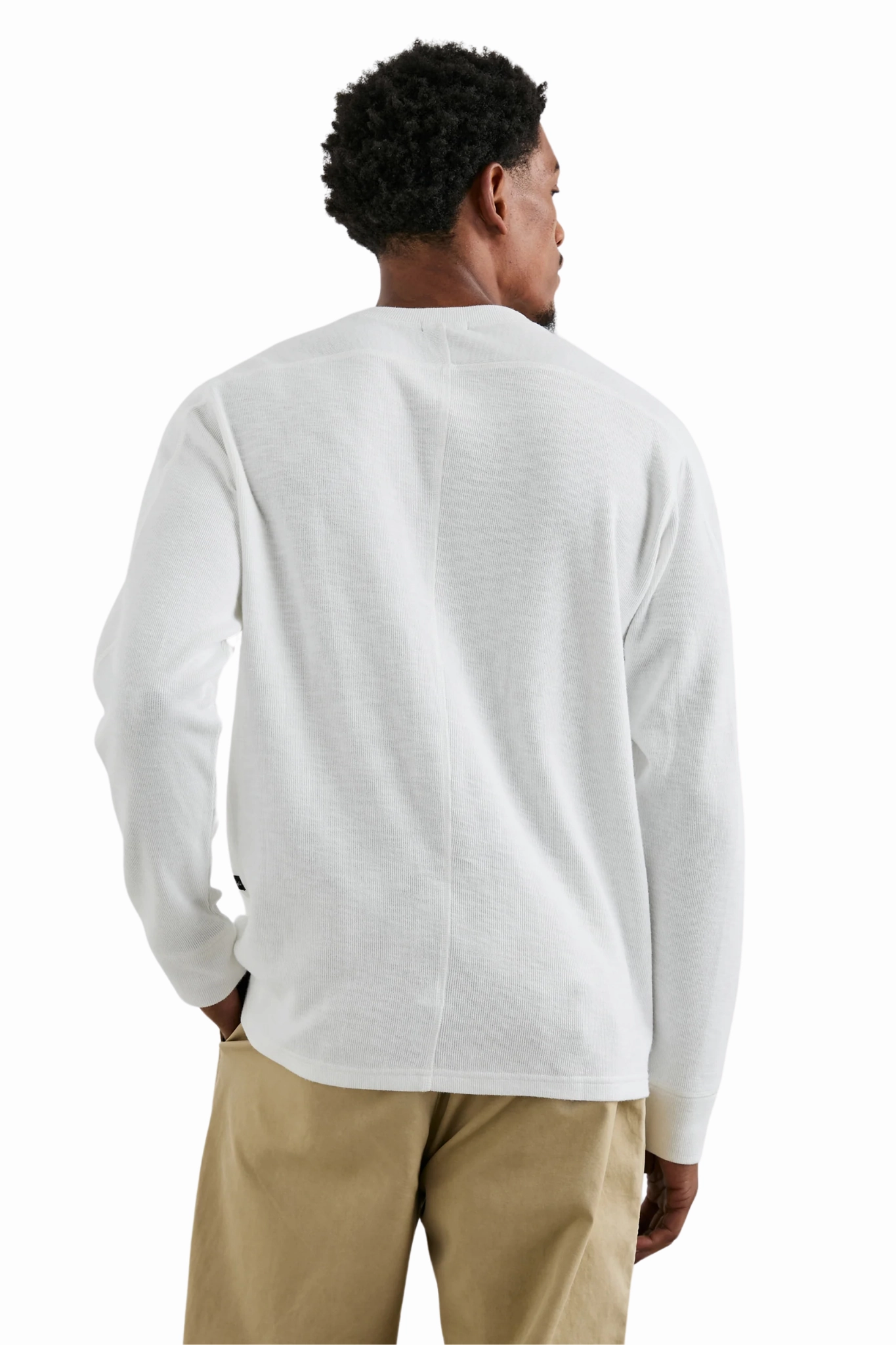 Rheese Long Sleeve in Whitecap Laser Cut Edge Detail