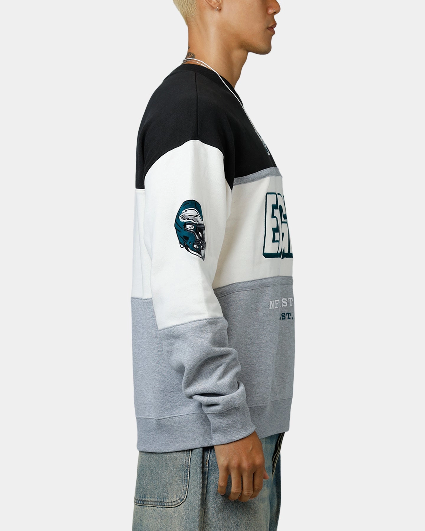 47 Brand Philadelphia Eagles Maximalist Crewneck Black/Green HeavyweightThermal Non Iron Fabric