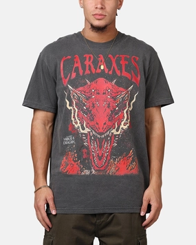 Ripple X Game Of Thrones 'House Of The Dragon' Caraxes T-Shirt Washed Black Yarn Dyed Stripes Stretch Fit