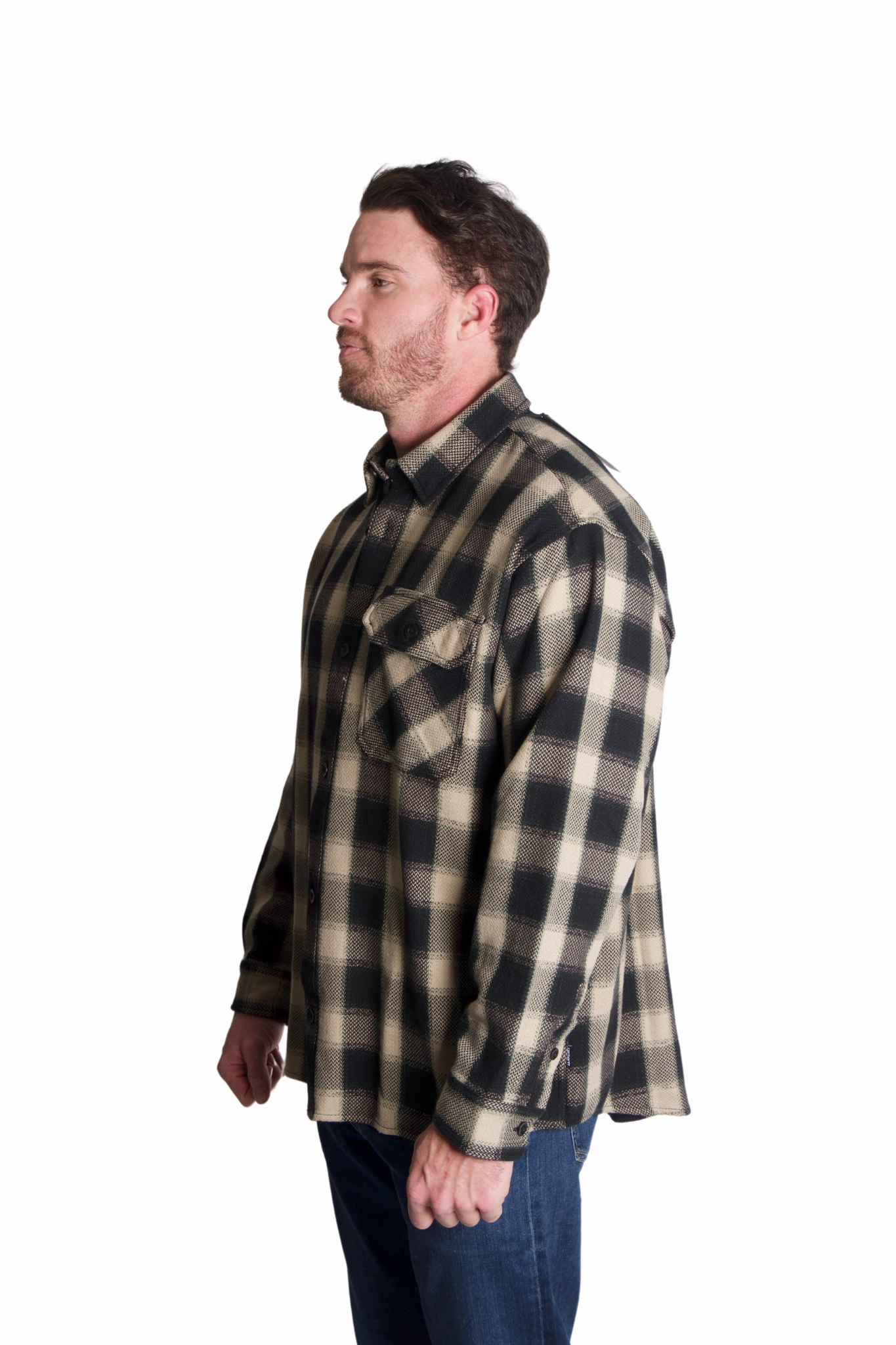 Witten Shirt in Wall Check Chilly Day Wear Chambray Fabric