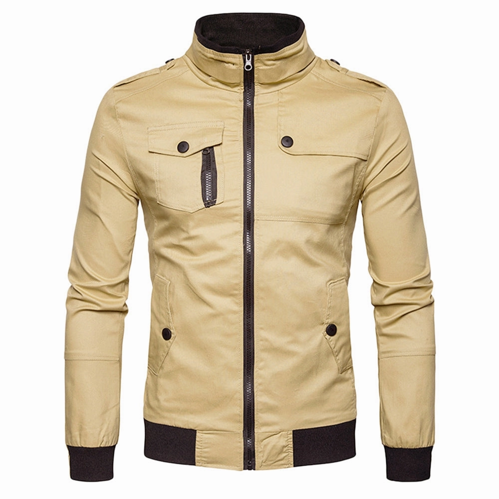 Minimalist Style Winter Layering Piece West Louis? Epaulet Design Pockets Zip Up Jacket