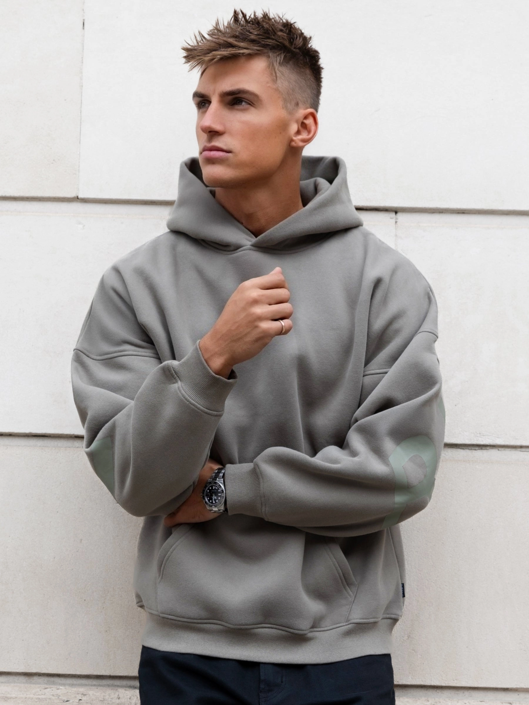 Tonal Idris Oversized Hoodie - Safari Green Stretch Fit