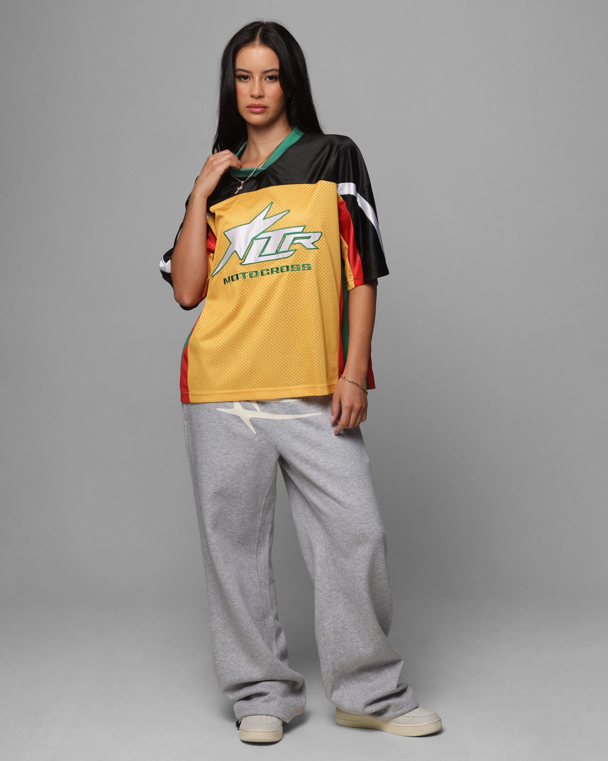 Loiter End Zone Jersey Yellow/Green/Red Oversized Collar