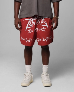 Comfort Wearable No Ride Fit Loiter Stacked Metal Walk Shorts Burgandy